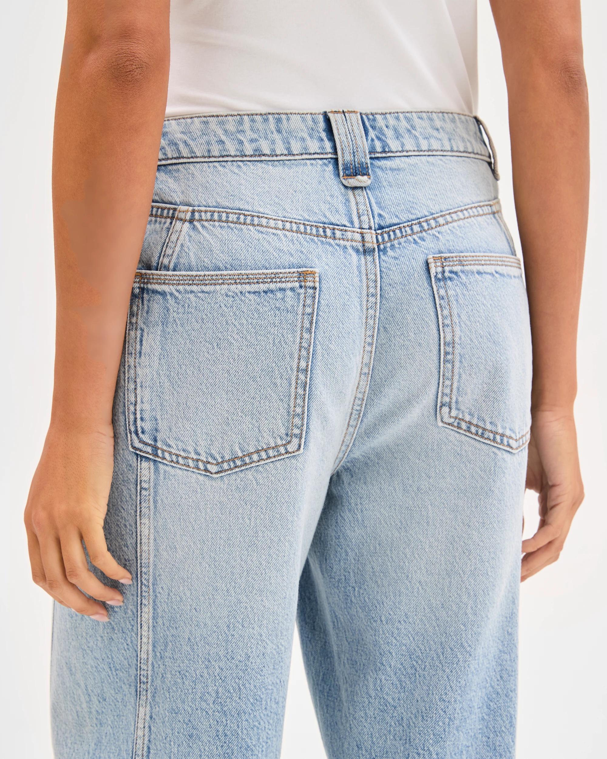 7 Lily Loves Mid Rise Full Length Wide Leg Seam Detail Denim Jeans SALTY BLUE, 7 of 7