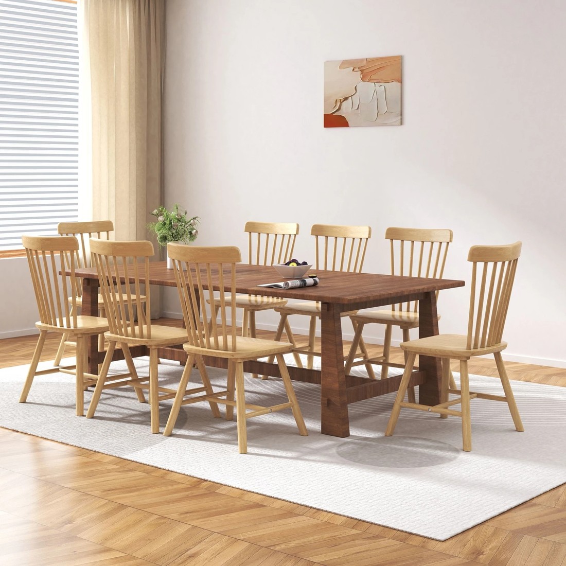 8 Alfordson 2x Dining Chairs Kitchen Lounge Cafe Retro Solid Wood Modern - Oak, 8 of 10