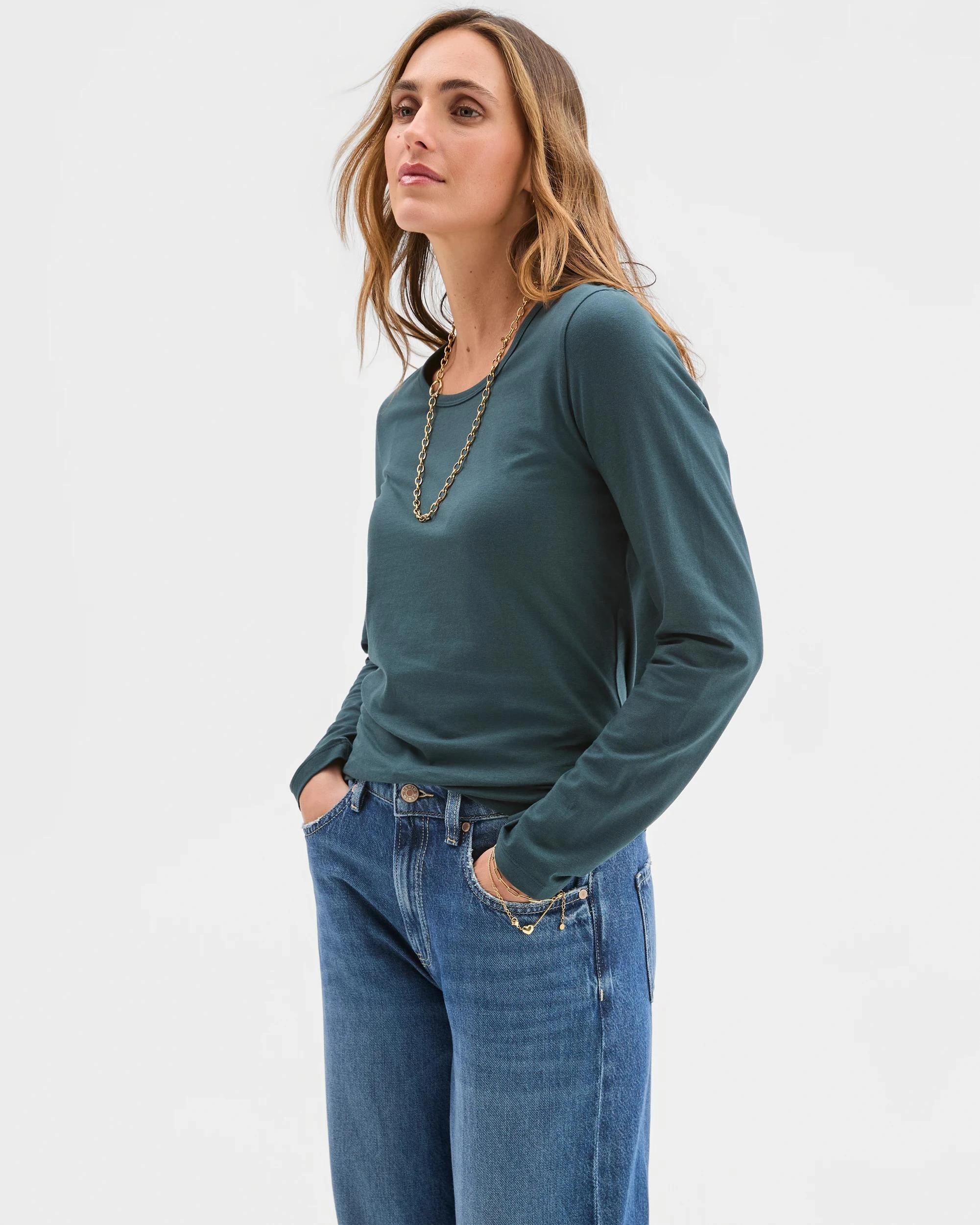 3 Target Woman Australian Cotton Long Sleeve Stretch Crew T-Shirt MAGICAL FOREST, 3 of 5