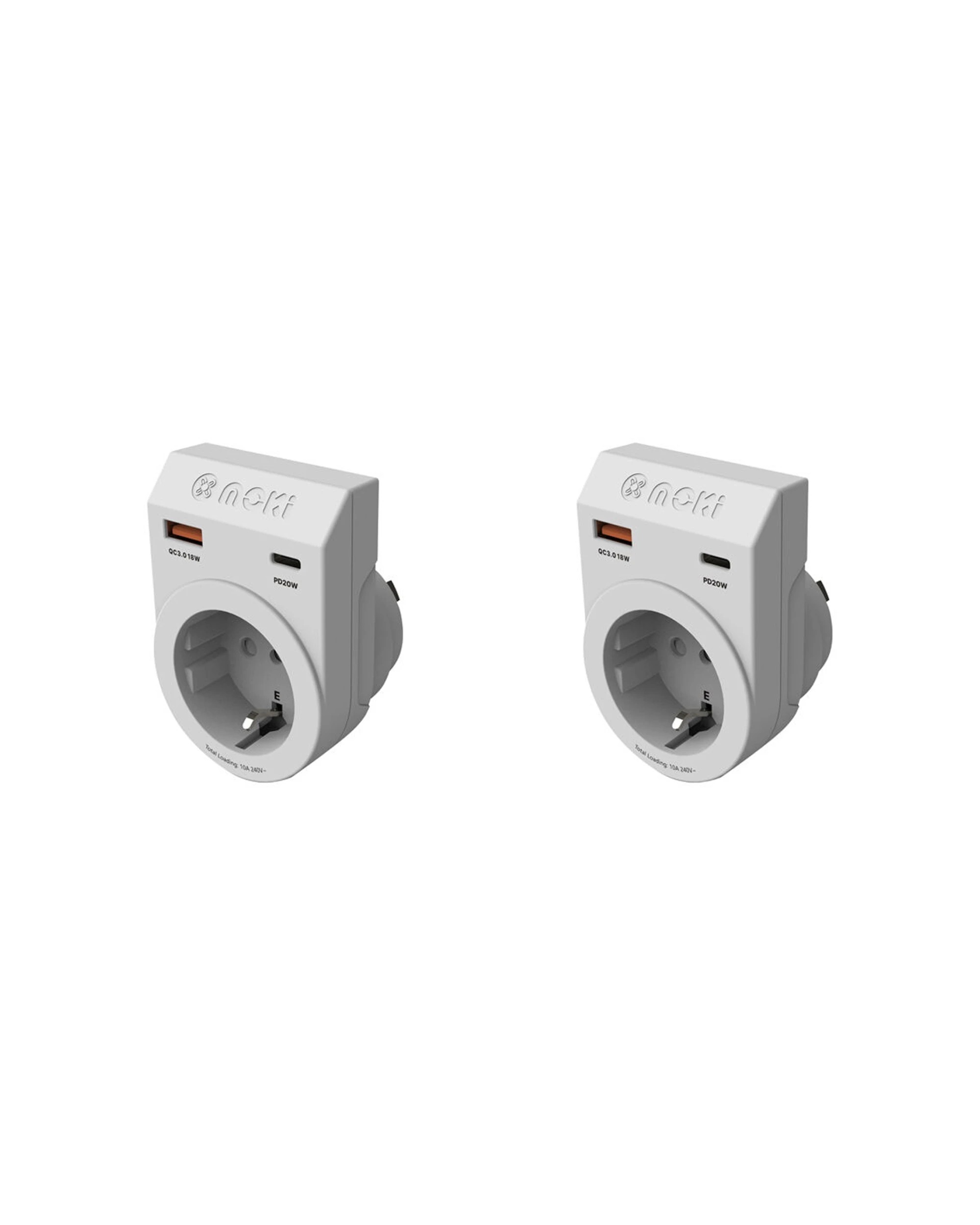 1 Moki 2PK Travel Adaptor Plus Inbound EU to AU NZ with Type C USB A - White, 1 of 4