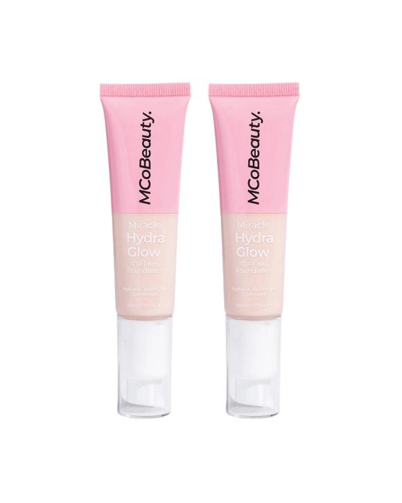 2 x MCoBeauty Miracle Hydro Glow Oil Free Foundation 30mL - Porcelain - Beige
