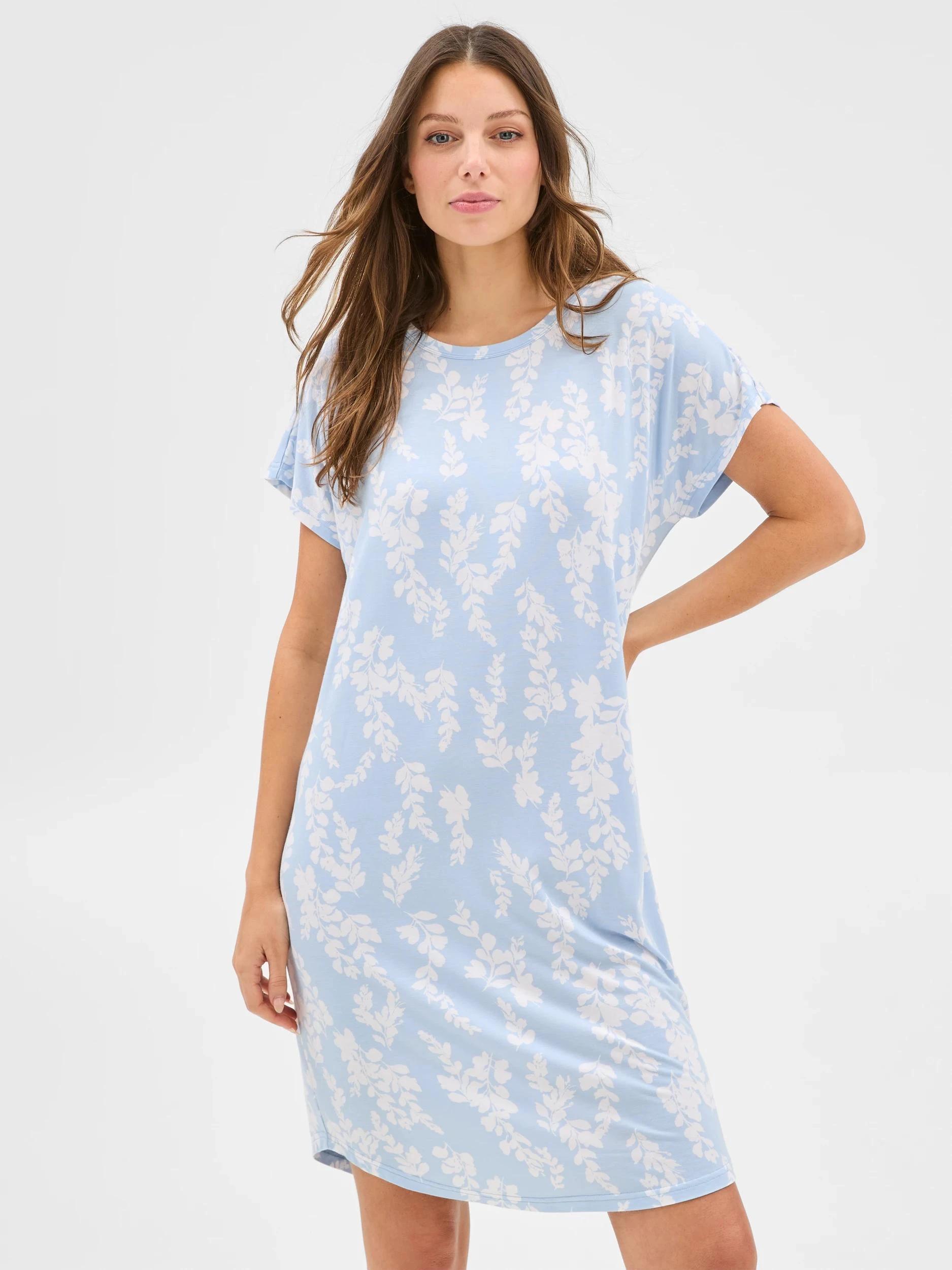 3 Target Woman Soft Comfort Bamboo T-Shirt Nightie BLUE WISTERIA, 3 of 6