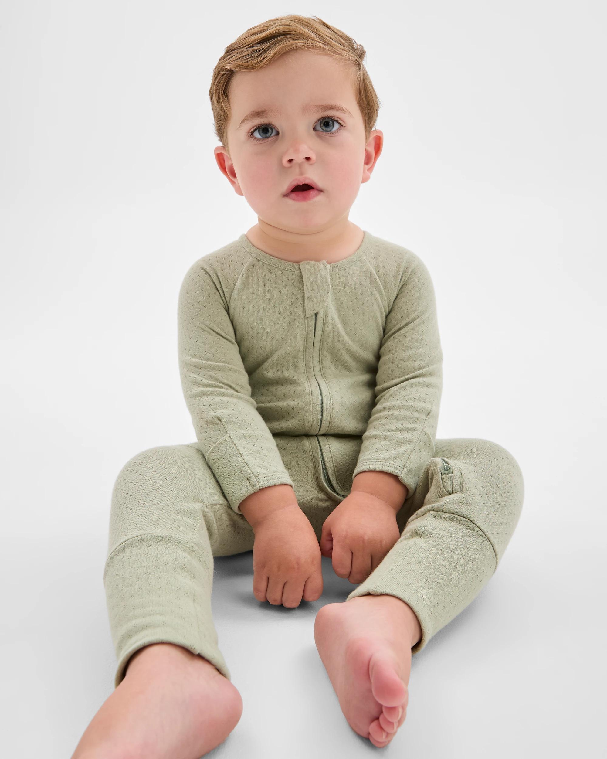 2 Target Baby Baby Organic Cotton Pointelle Zip Coverall DESERT SAGE, 2 of 5