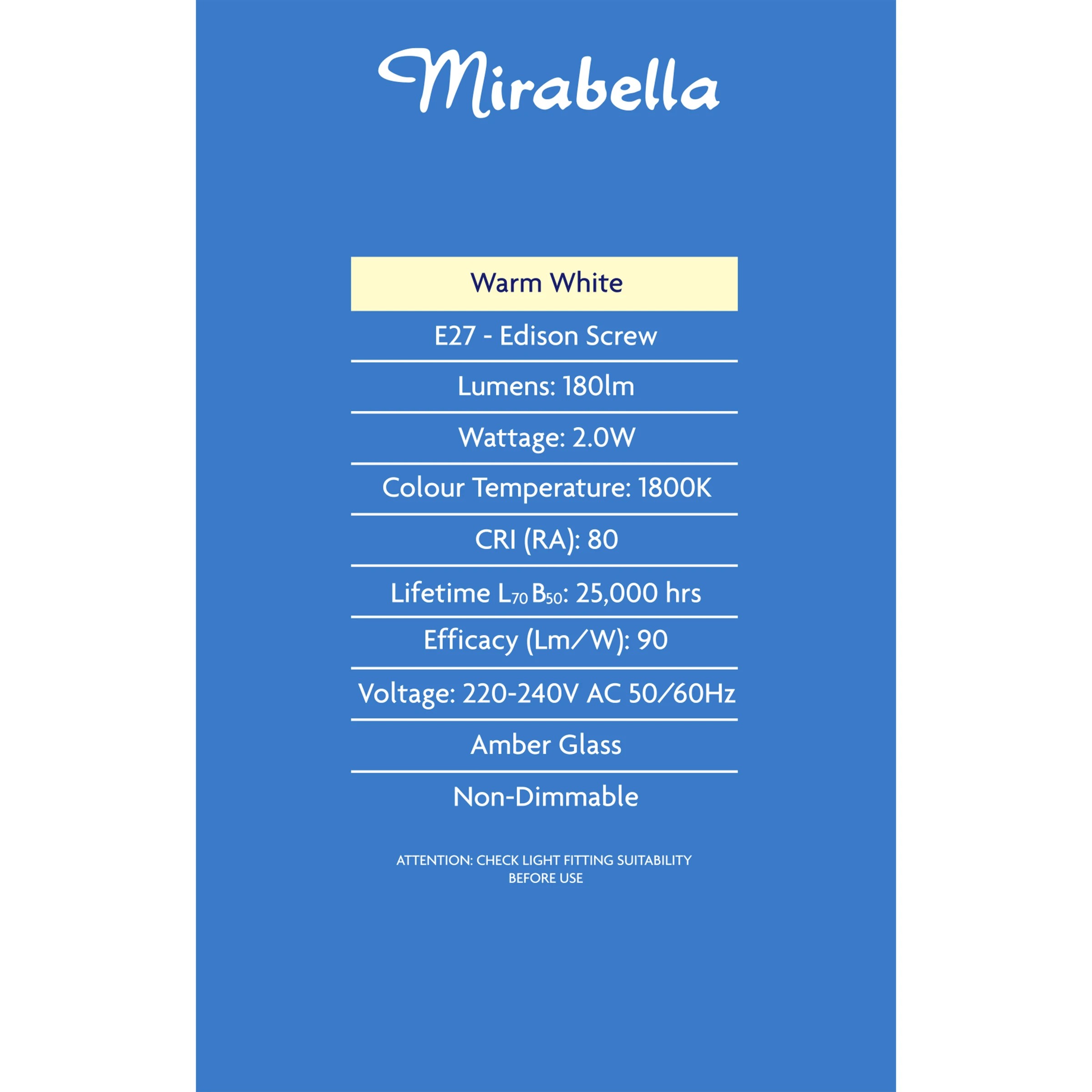 4 Mirabella 2W LED Filament Amber G95 Decorative Globe Bulb, 4 of 6
