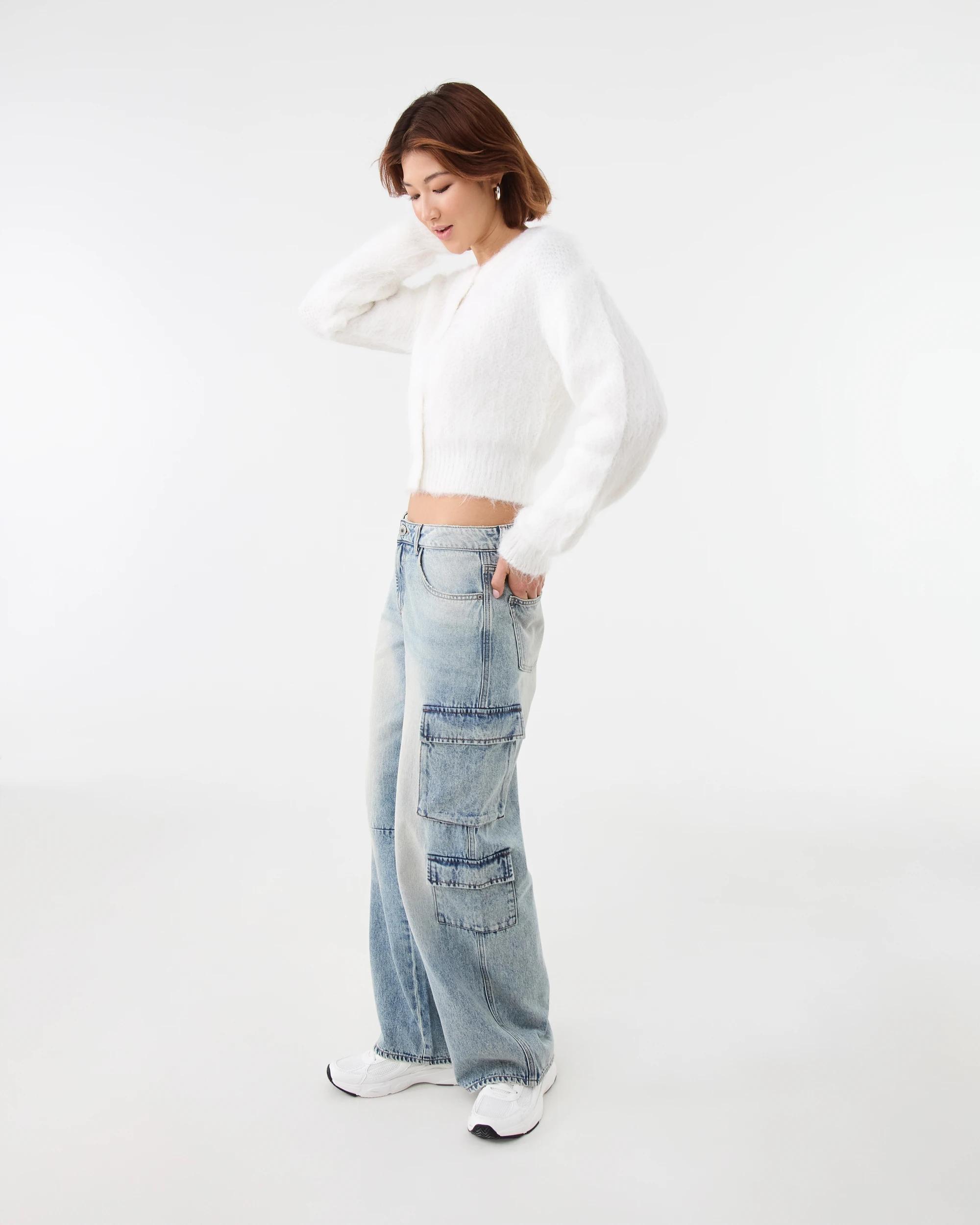 3 Fluffy Knit Cardigan Snw White, 3 of 8