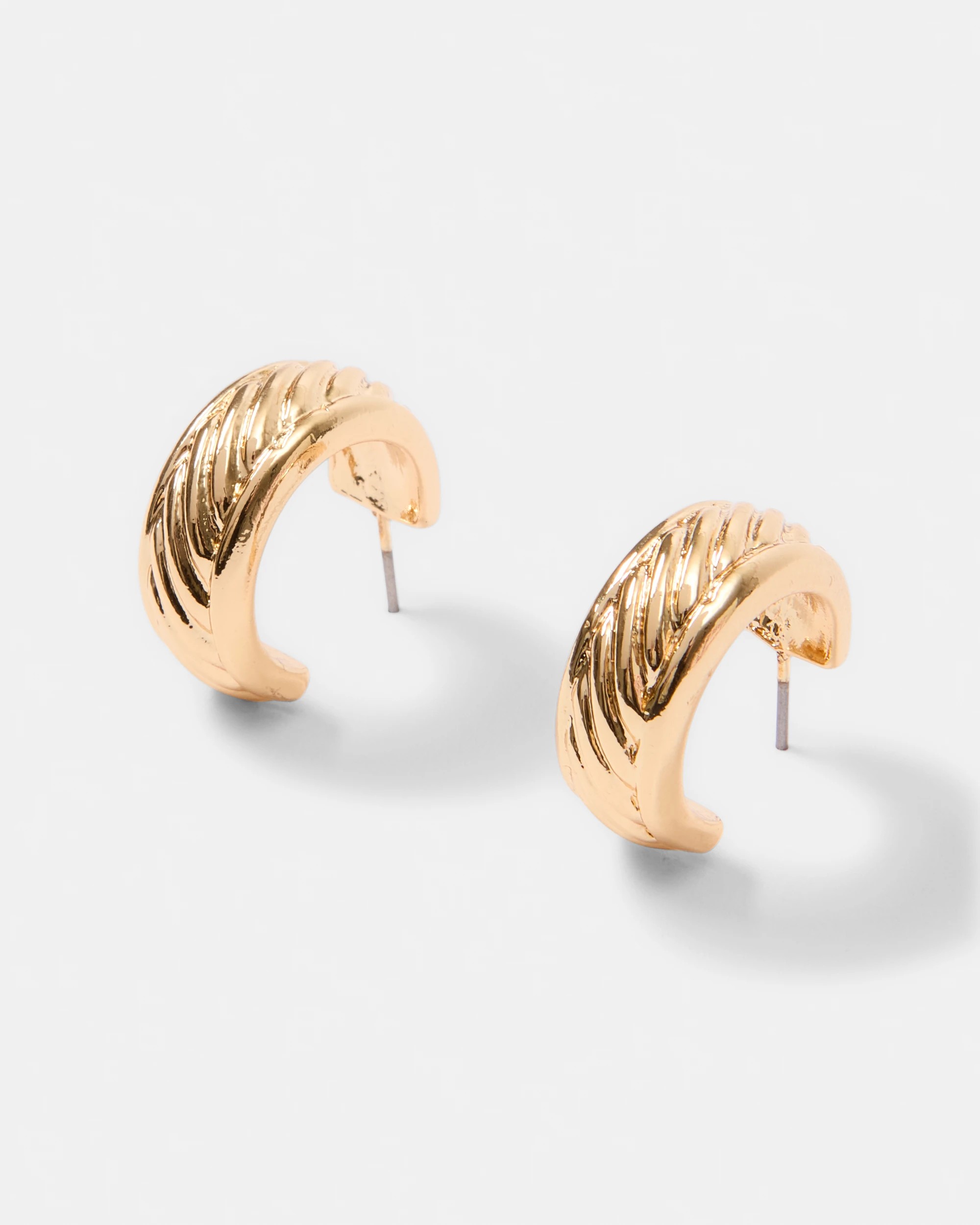 1 Rib Hoop Earrings - Gold Tone, 1 of 5