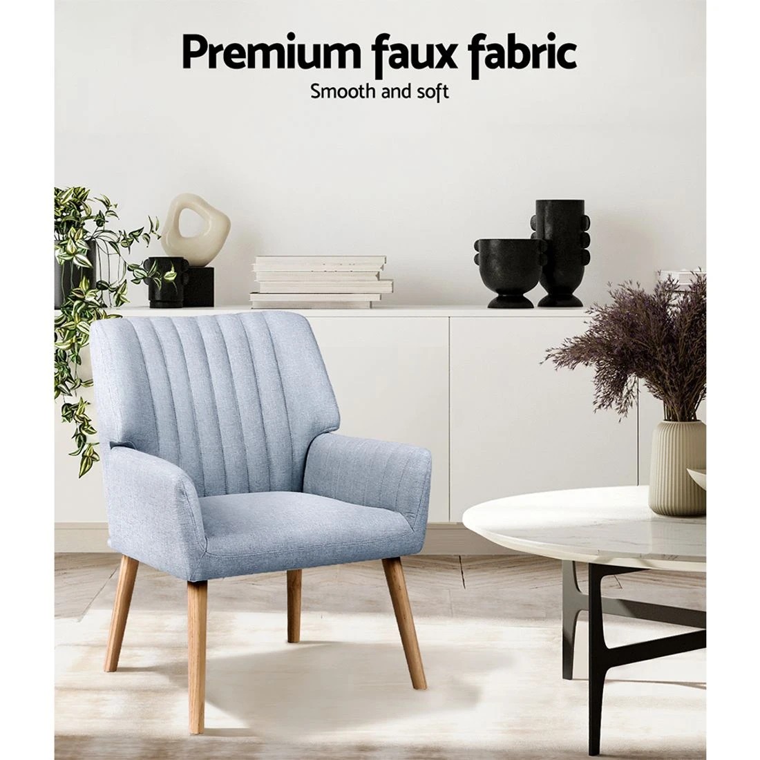 5 Artiss 2X Armchair Fabric Blue - Multi, 5 of 6
