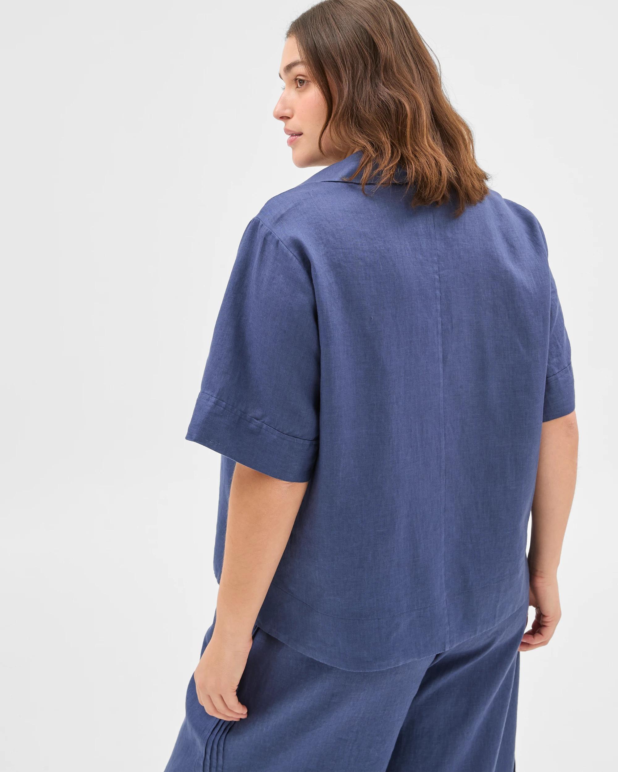 5 Target Plus Size European Linen Popover Blouse INDIGO, 5 of 6