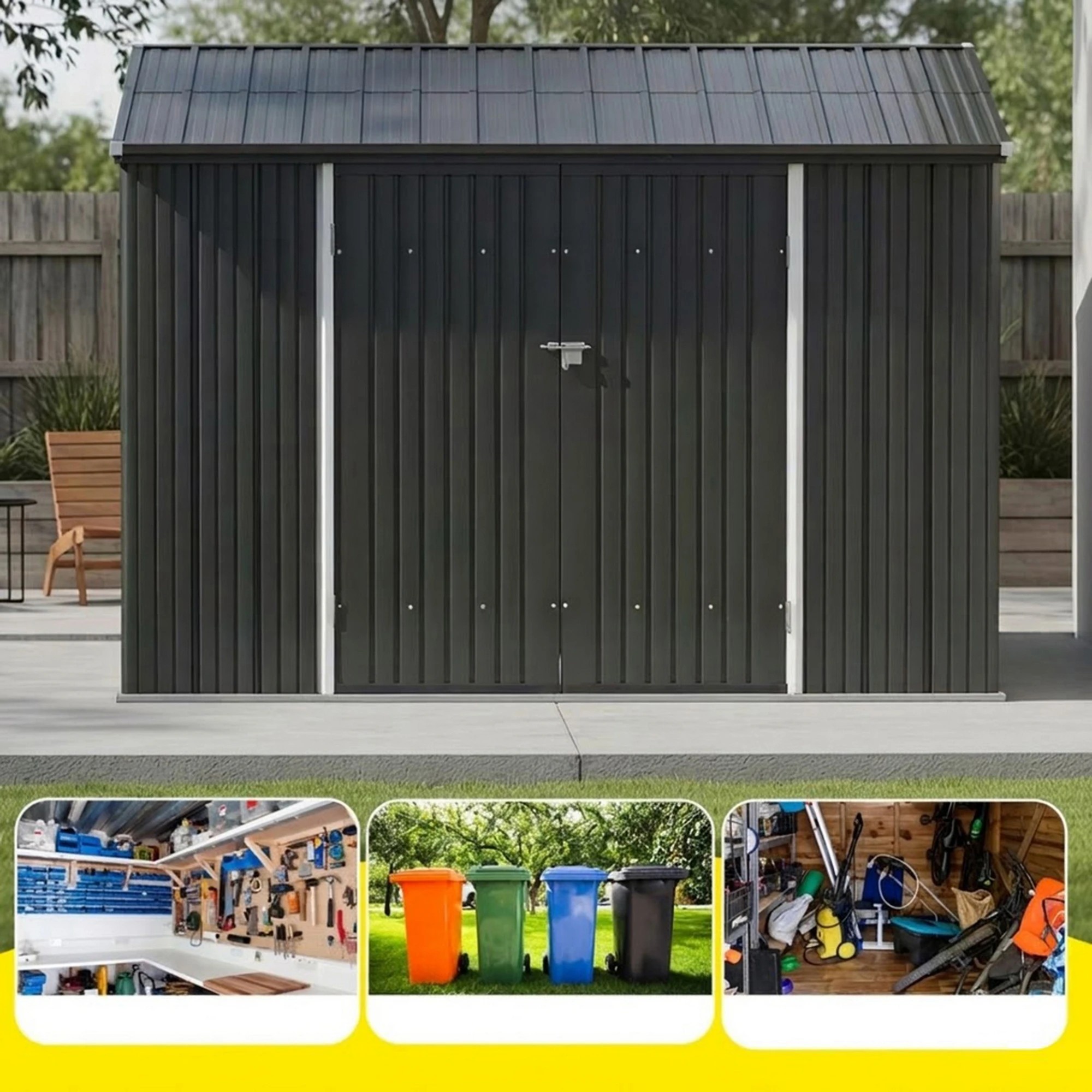 6 Giantz Garden Shed Galvanised Steel Outdoor Storage Shed Workshop House Shelter - Grey, 6 of 8