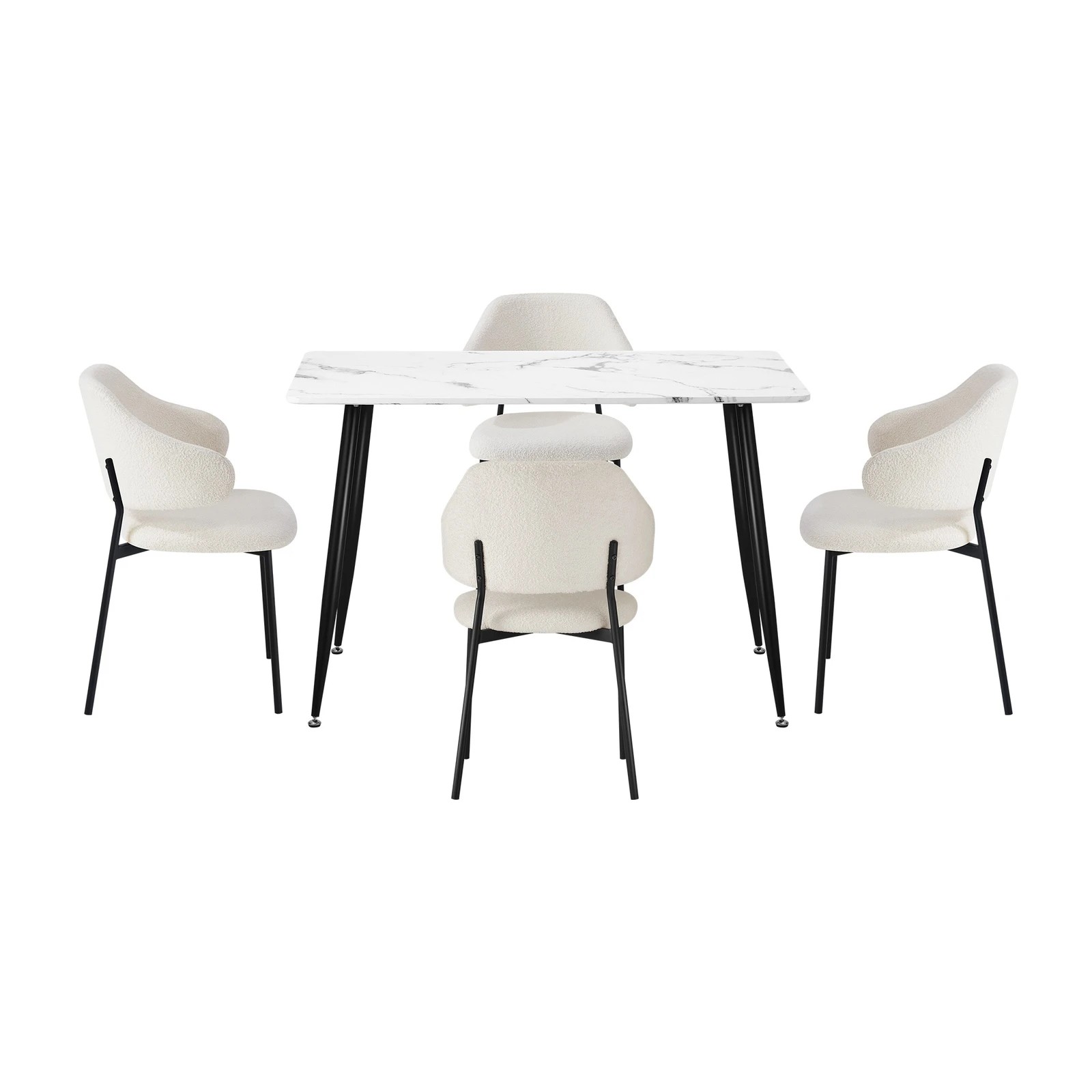 7 Oikiture 120cm Rectangle Dining Table with 4PCS Dining Chairs Sherpa - Multi, 7 of 9
