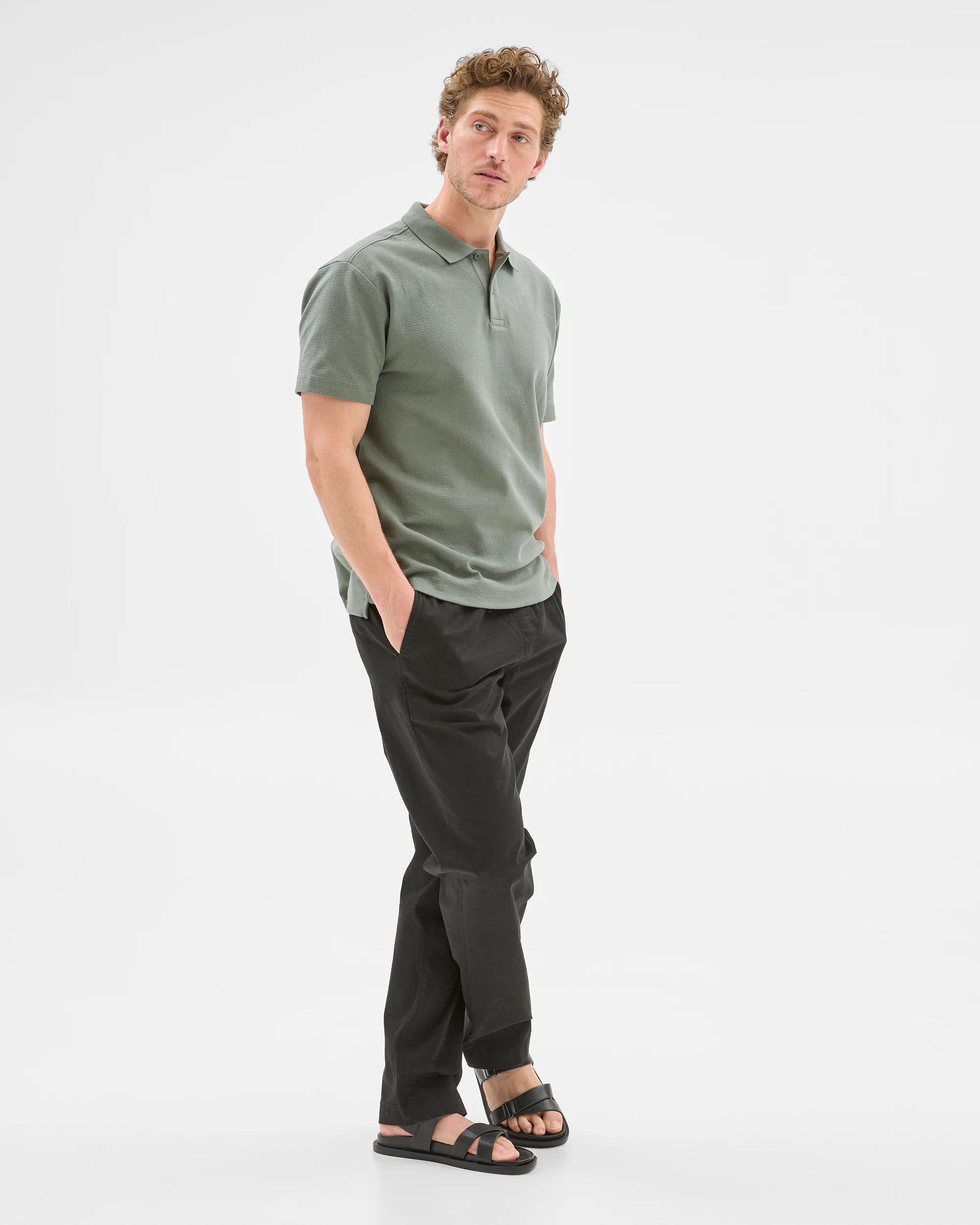 2 Target Australian Cotton Blend Textured Polo Shirt GREEN, 2 of 5