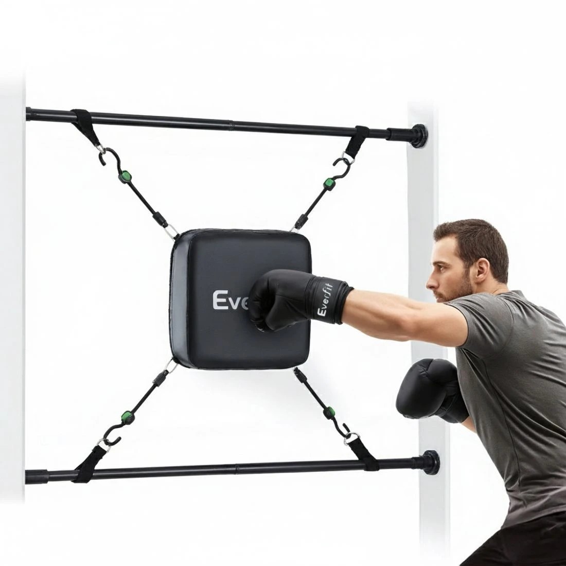 4 Everfit Doorway Punching Bag Adjustable Apartment Friendly with Boxing Gloves - Black, 4 of 7