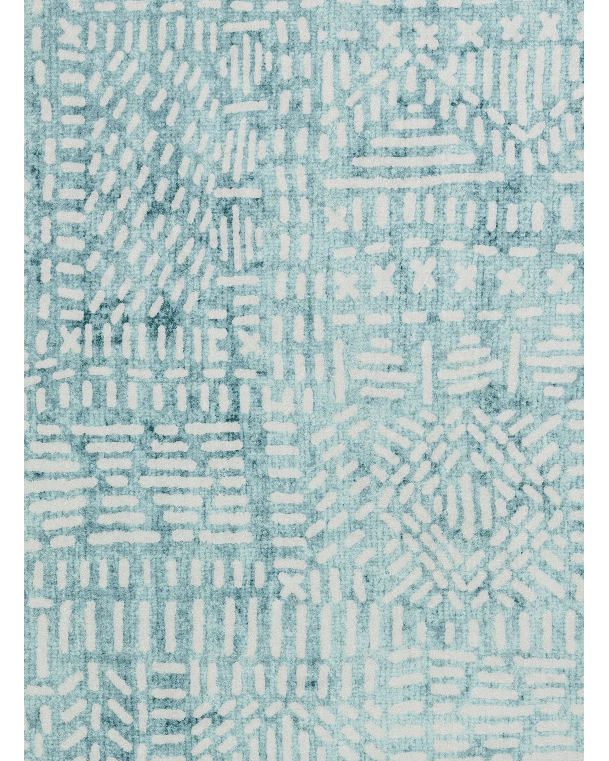 4 Loopsie Asni Tribal Washable Round Rug-200cm x 200cm - Blue, 4 of 5