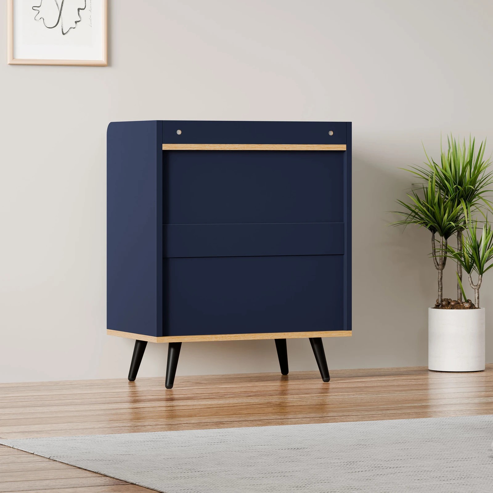 8 Alfordson 3 Chest of Drawers Modern Storage Cabinet Dresser Blue - Blue, 8 of 10