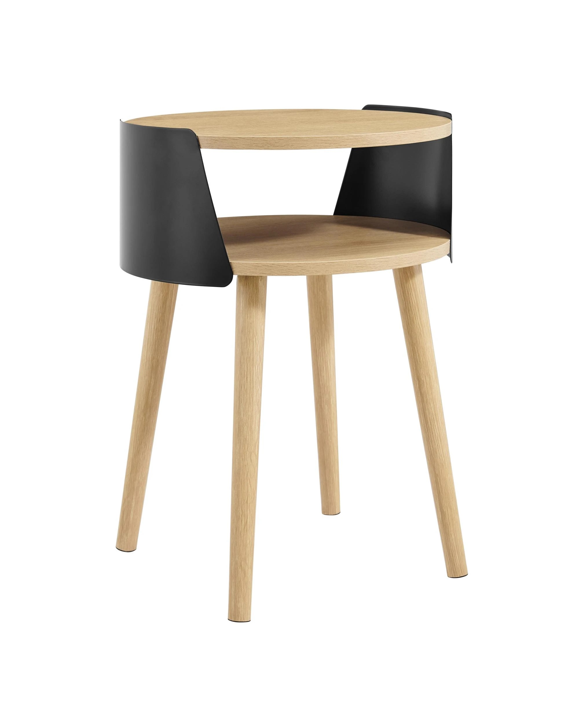 1 Kodu Side Table Bedside Shelf Round - Black, 1 of 9