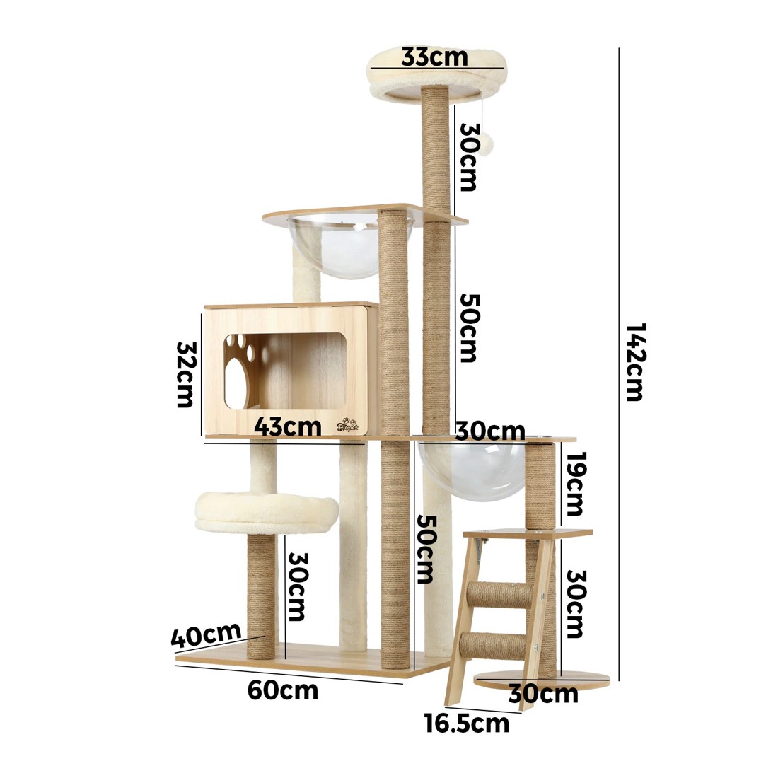 8 Alopet Cat Tree Tower Scratching Post Scratcher Cats Condo House Bed Wood 142cm
 - Natural, 8 of 8