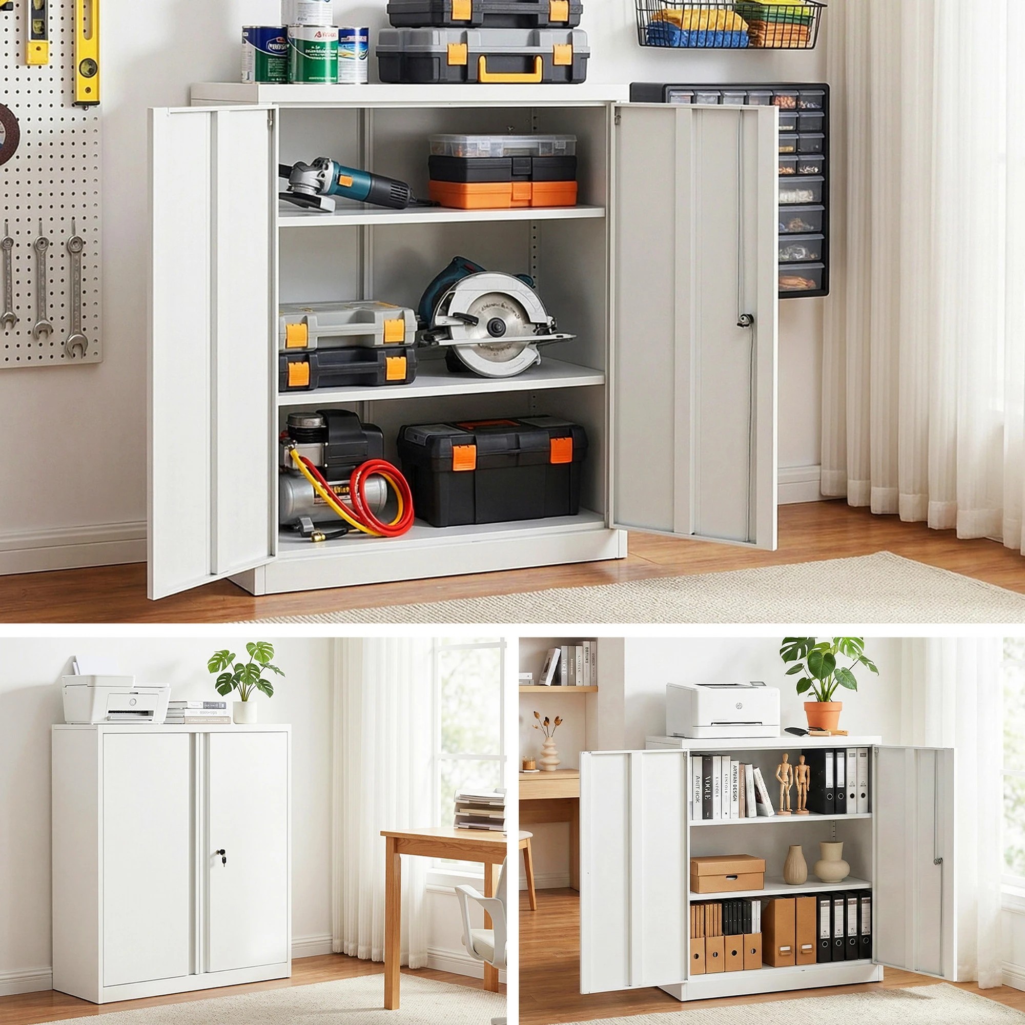 6 Artiss Steel Locker Cabinet Filing Metal Storage 3-Point Lock Adjustable Shelves - White, 6 of 7