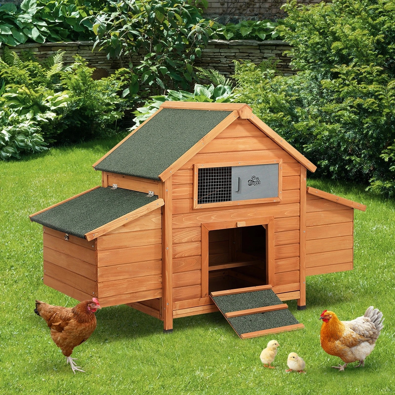4 Alopet Chicken Coop Rabbit Hutch Large House Run Cage Wooden Outdoor Pet Hutch - Natural, 4 of 10