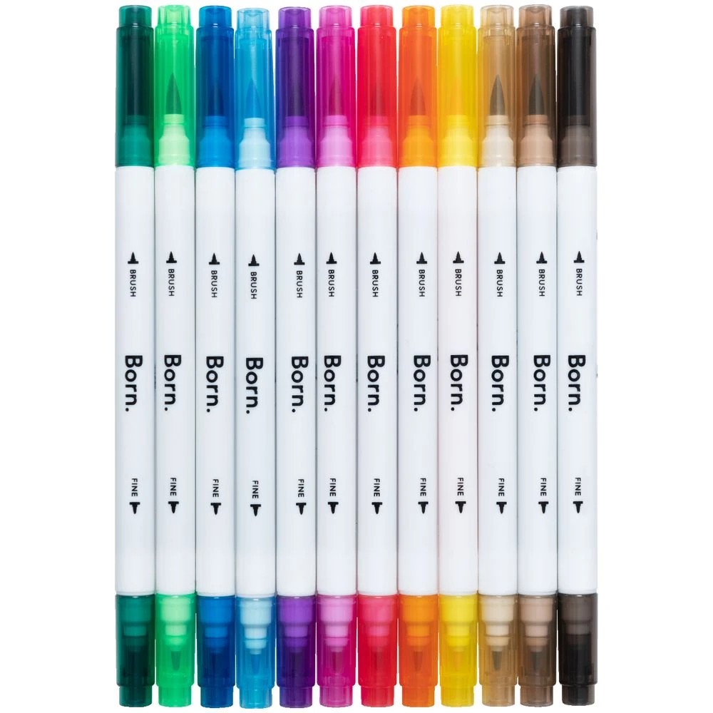 2 Born Dual-Tip Brush Markers 12 Pack Assorted, 2 of 4