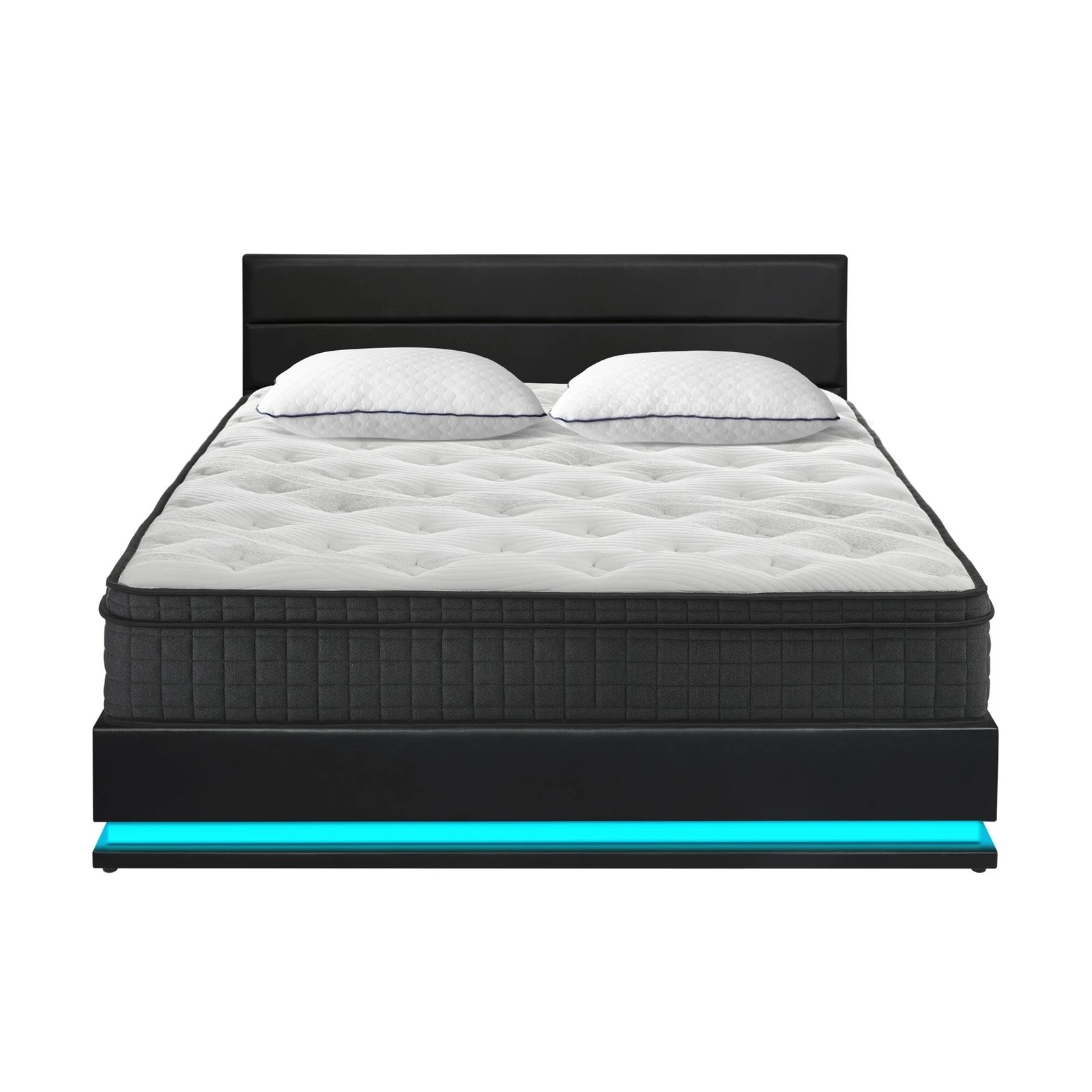 6 Oikiture Bed Frame King Size LED with Gas Lift Storage Mattress Set LAYZ - Black, 6 of 6