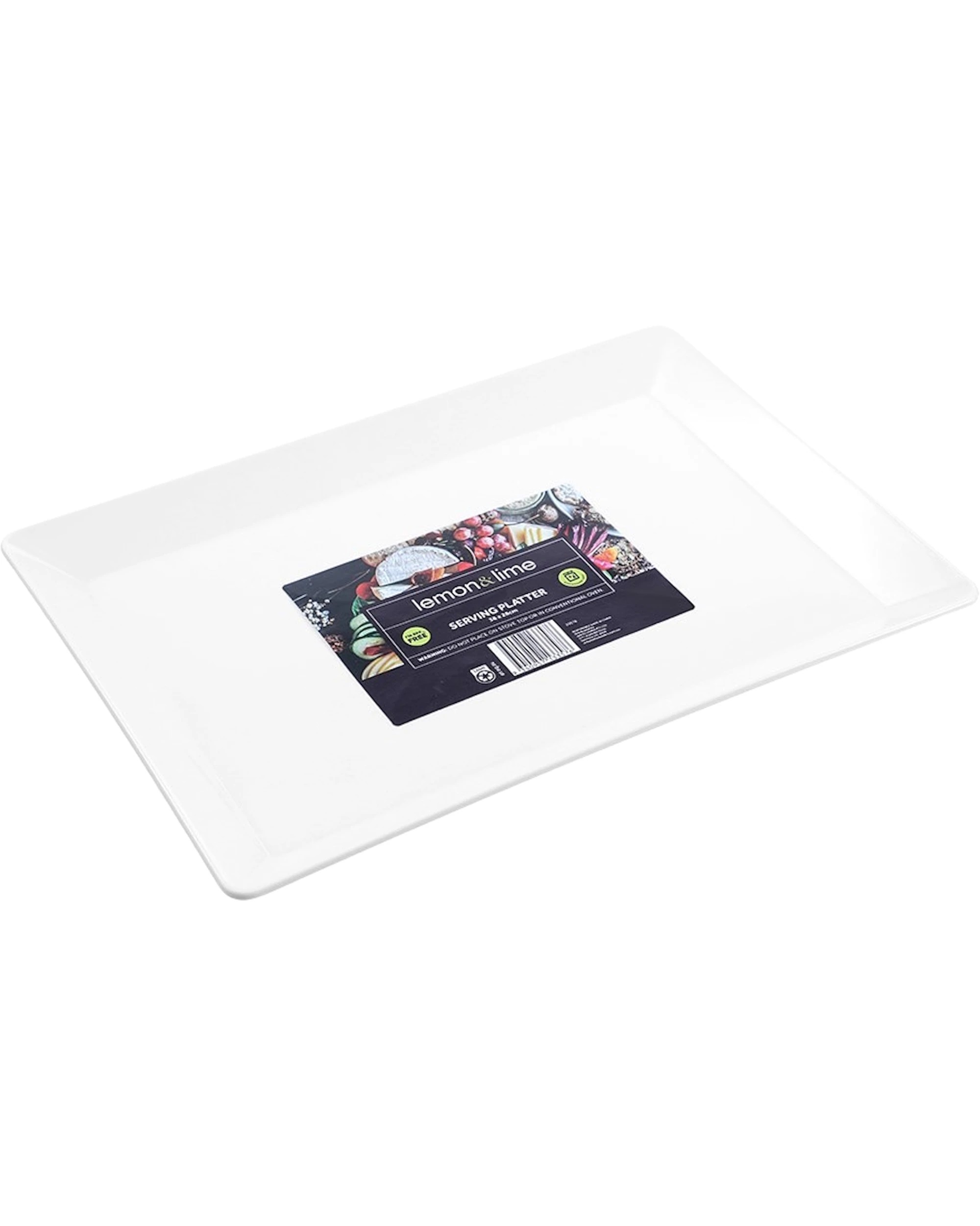 3 Lemon & Lime White Plastic Rectangle Serving Platter 38cm - White, 3 of 3