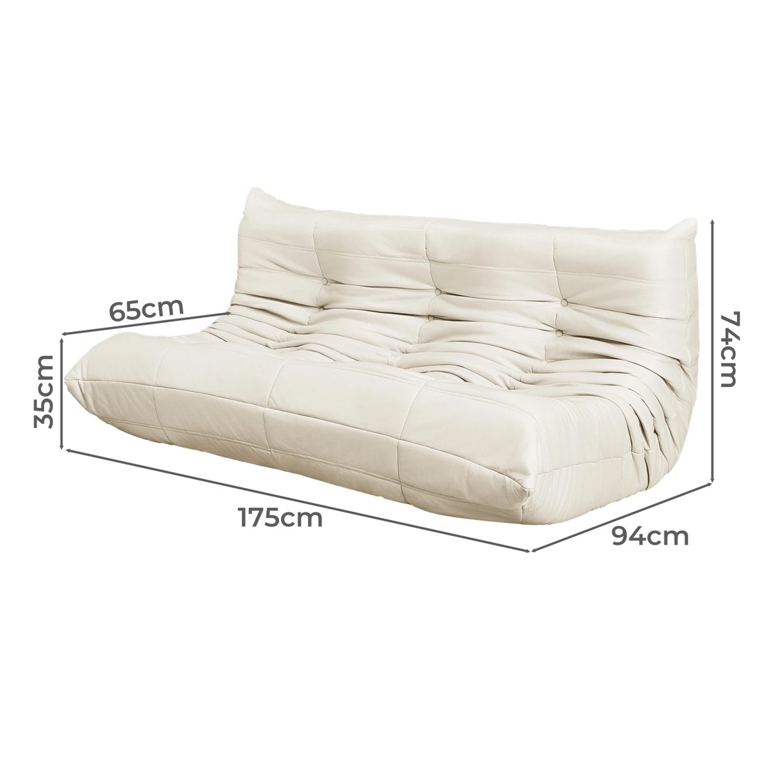 2 Levede Caterpilar Sofa 3 Seater - Beige, 2 of 2