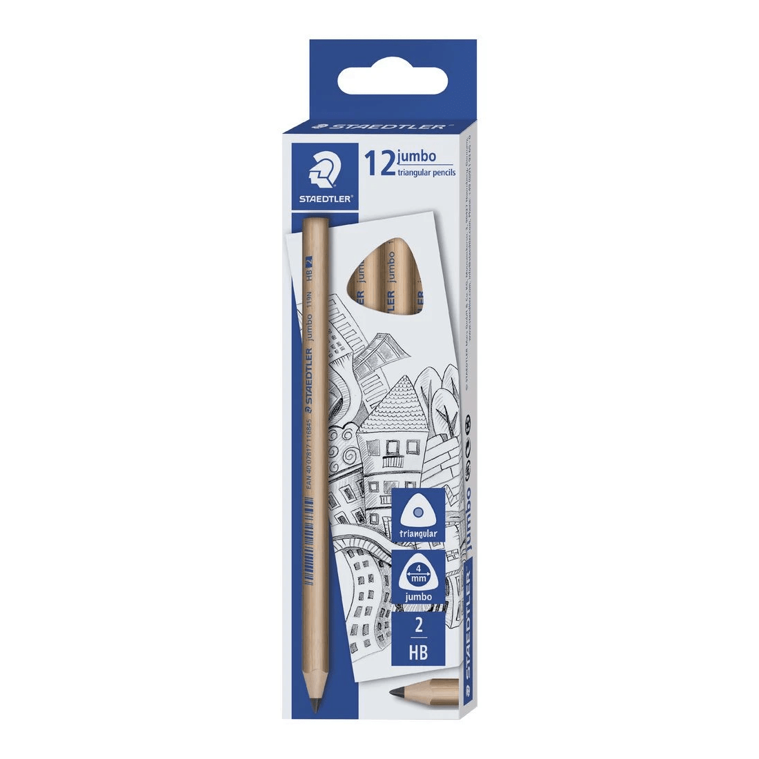 3 Staedtler Natural Jumbo Triangular Graphite Pencil HB, 3 of 3