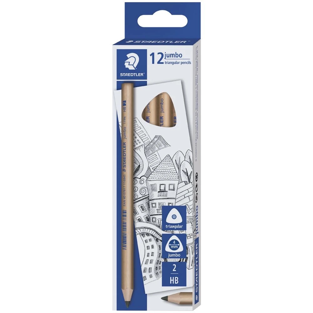3 Staedtler Natural Jumbo Triangular Graphite Pencil HB, 3 of 3