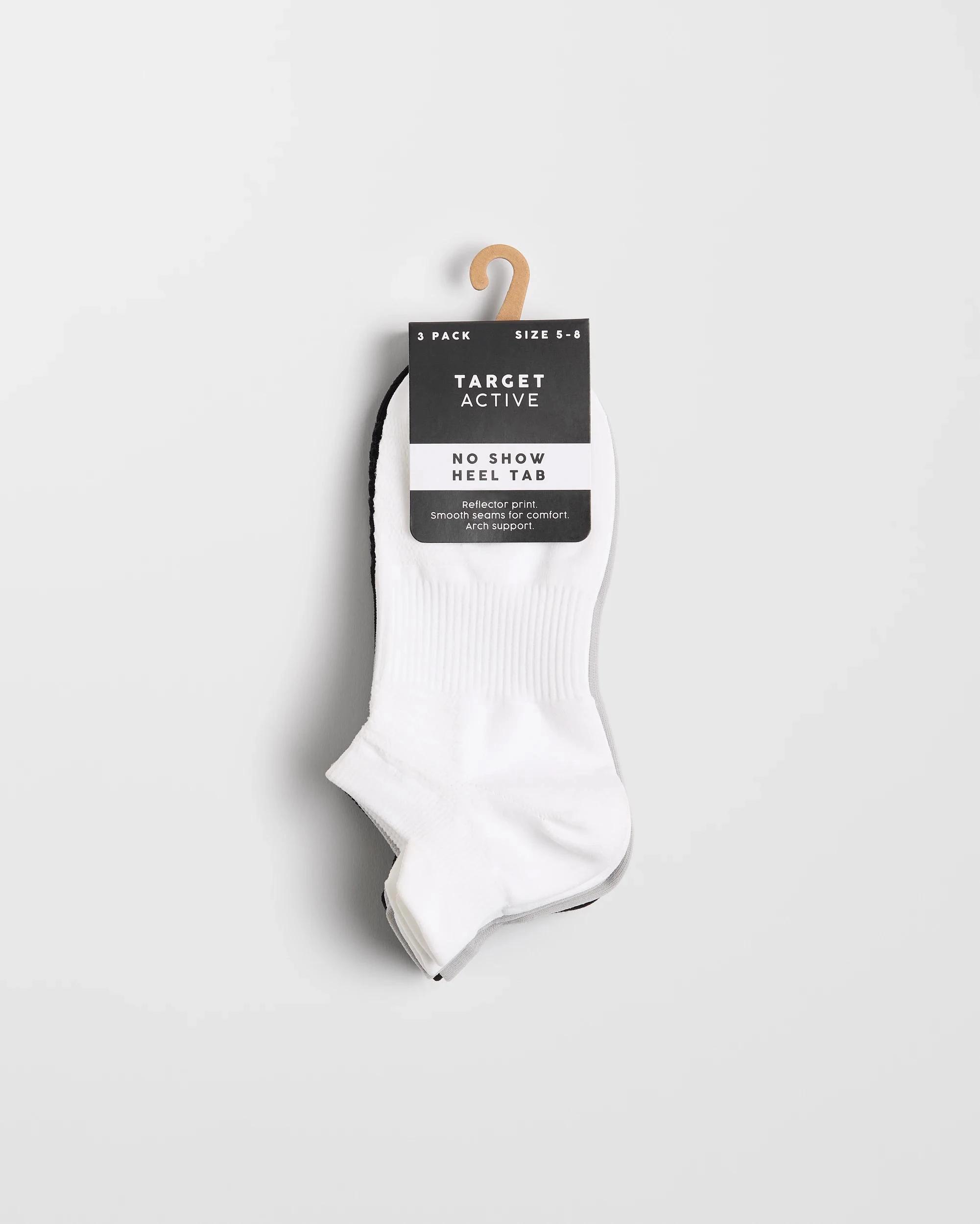 3 Target Women's Active No Show Nylon Poly Tech Tab Socks 3 Pack GREY/BLACK/WHITE, 3 of 3