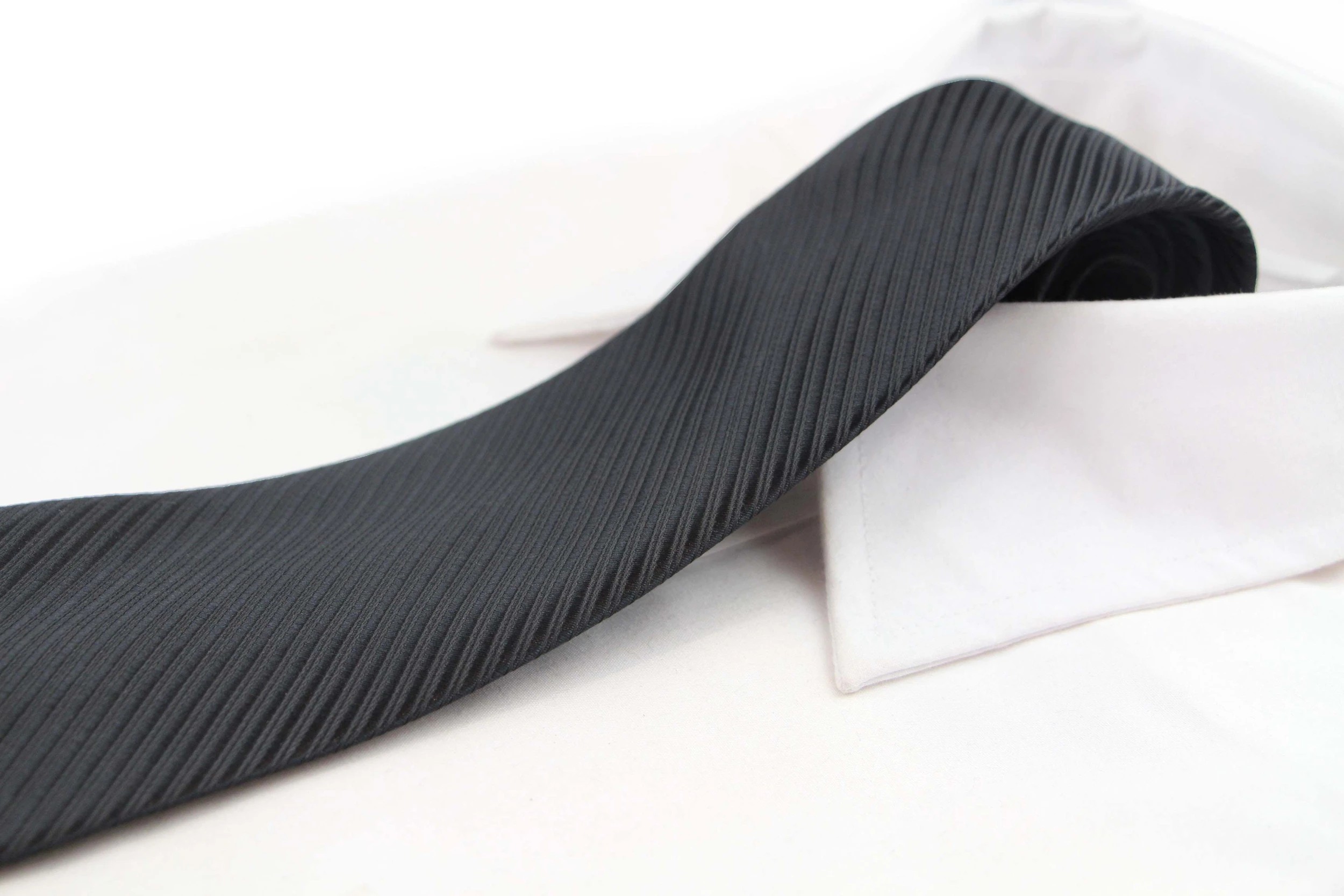 3 Zasel Mens Black Striped 8cm Patterned Neck Tie - Black, 3 of 3