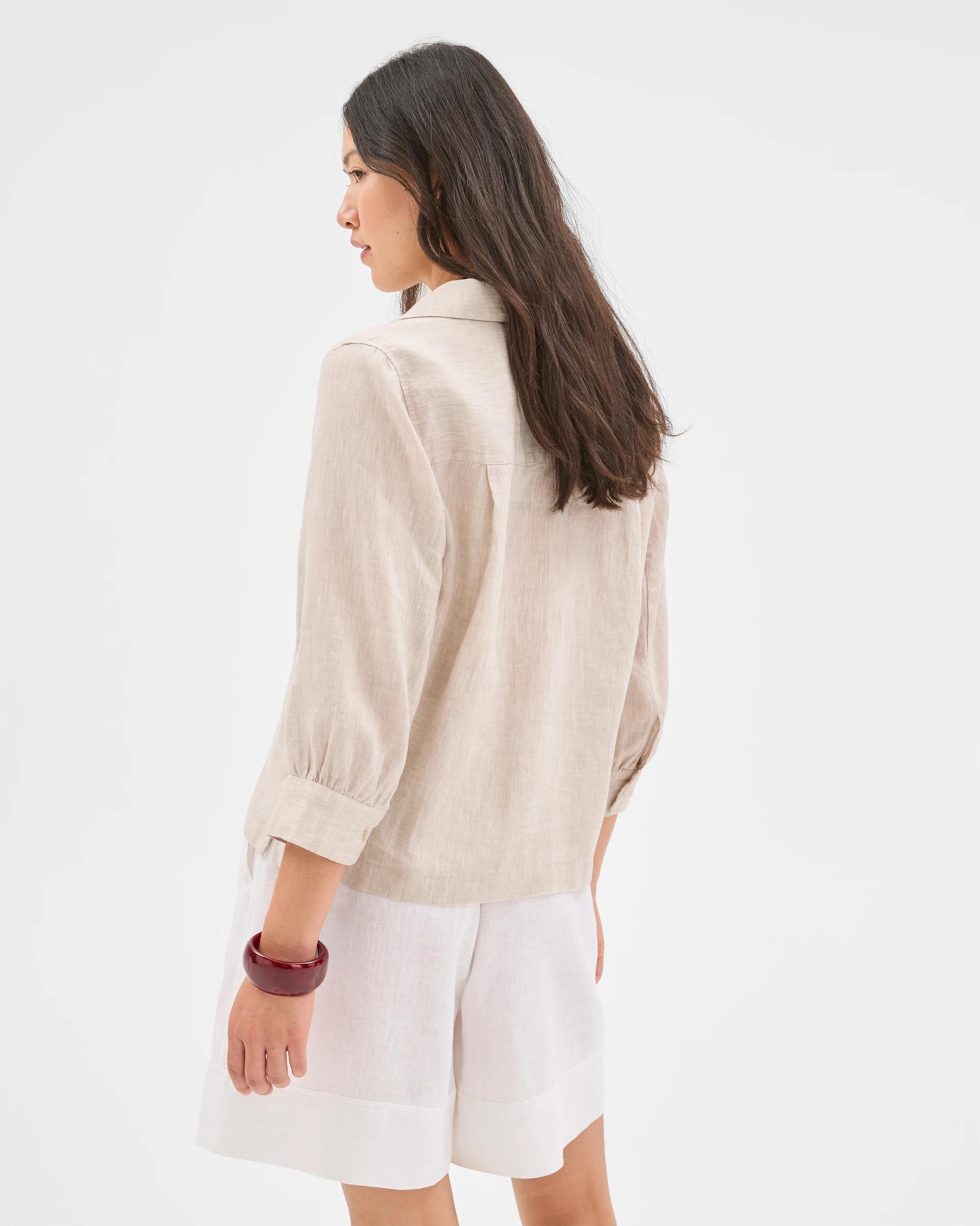6 Target Woman European Linen Long Sleeve Popover Top FLAX, 6 of 6