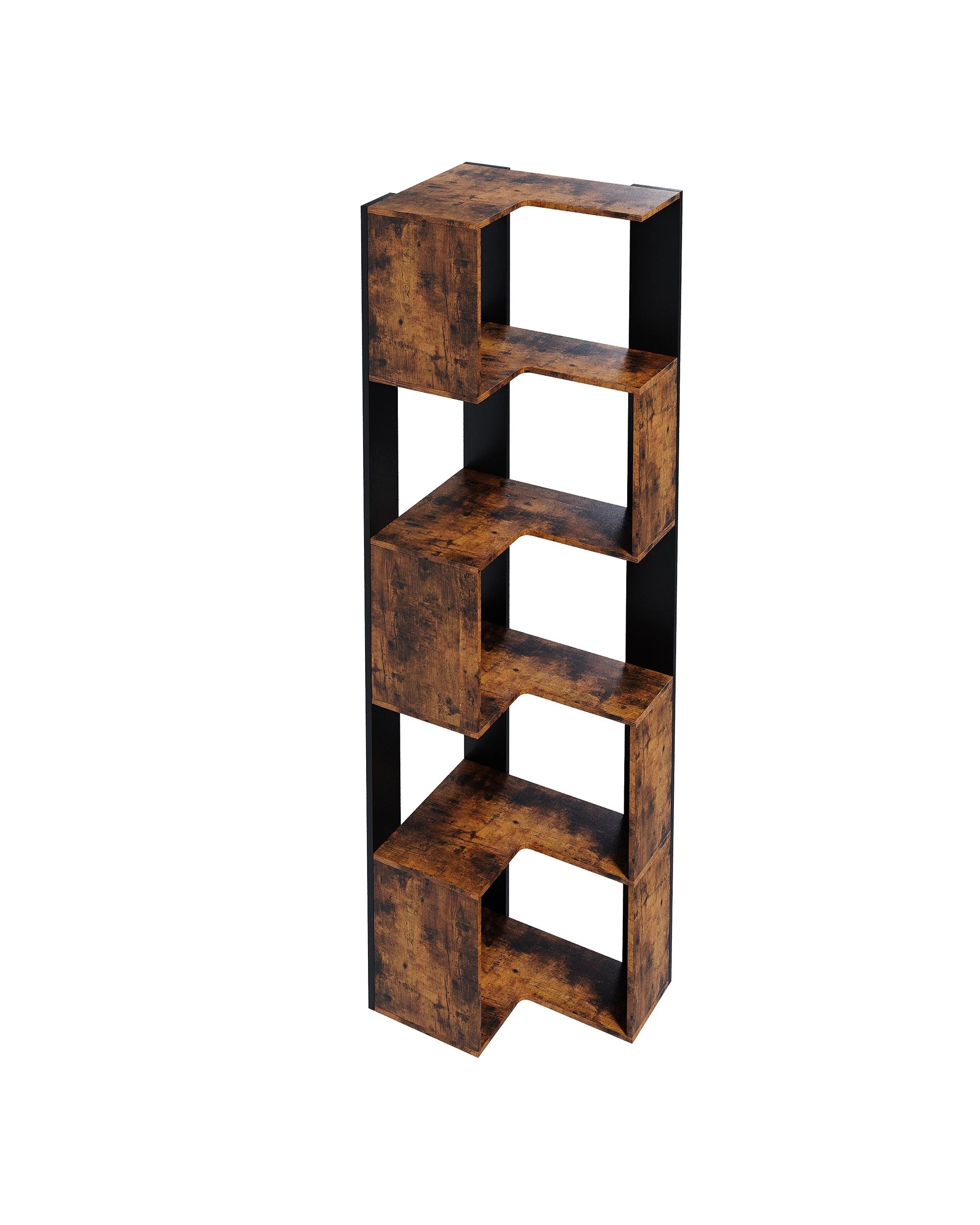 1 Advwin 5 Tier Corner Bookshelf 160cm Tall Corner Bookcase Display Rack Storage Shelves, 1 of 9