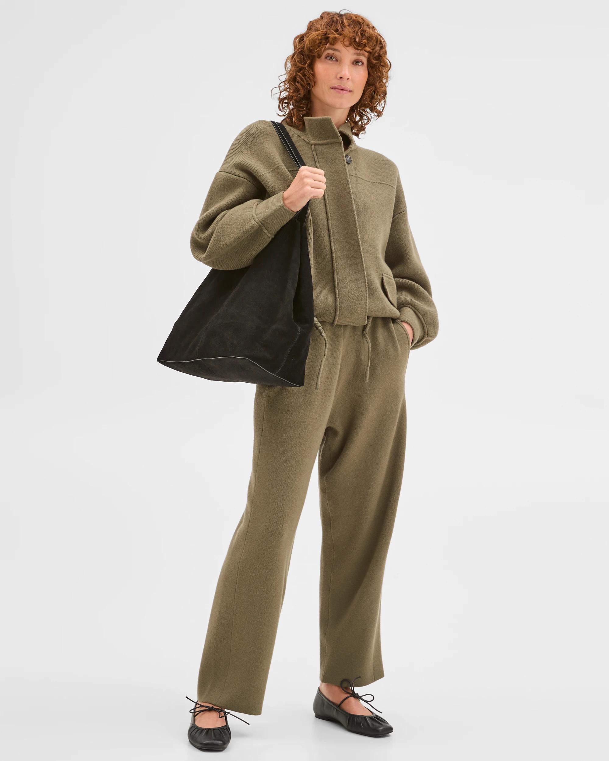 2 Target Woman Clean Knit Button Through Bomber Jacket DUSTY OLIVE, 2 of 7