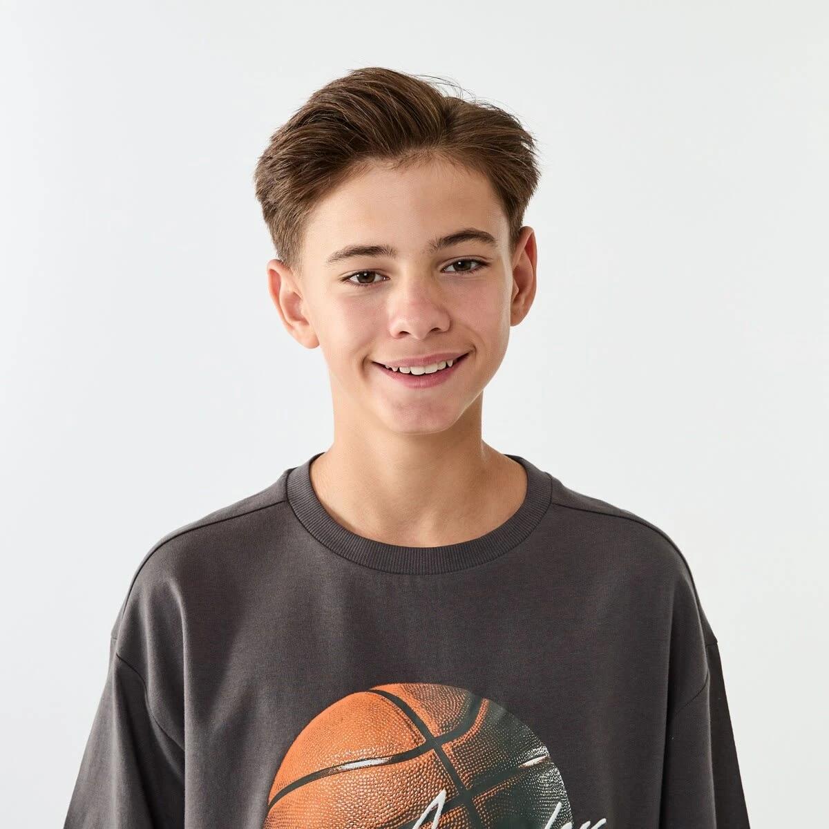 3 Short Sleeve Oversized Graphic T-shirt Gry Bballp, 3 of 8