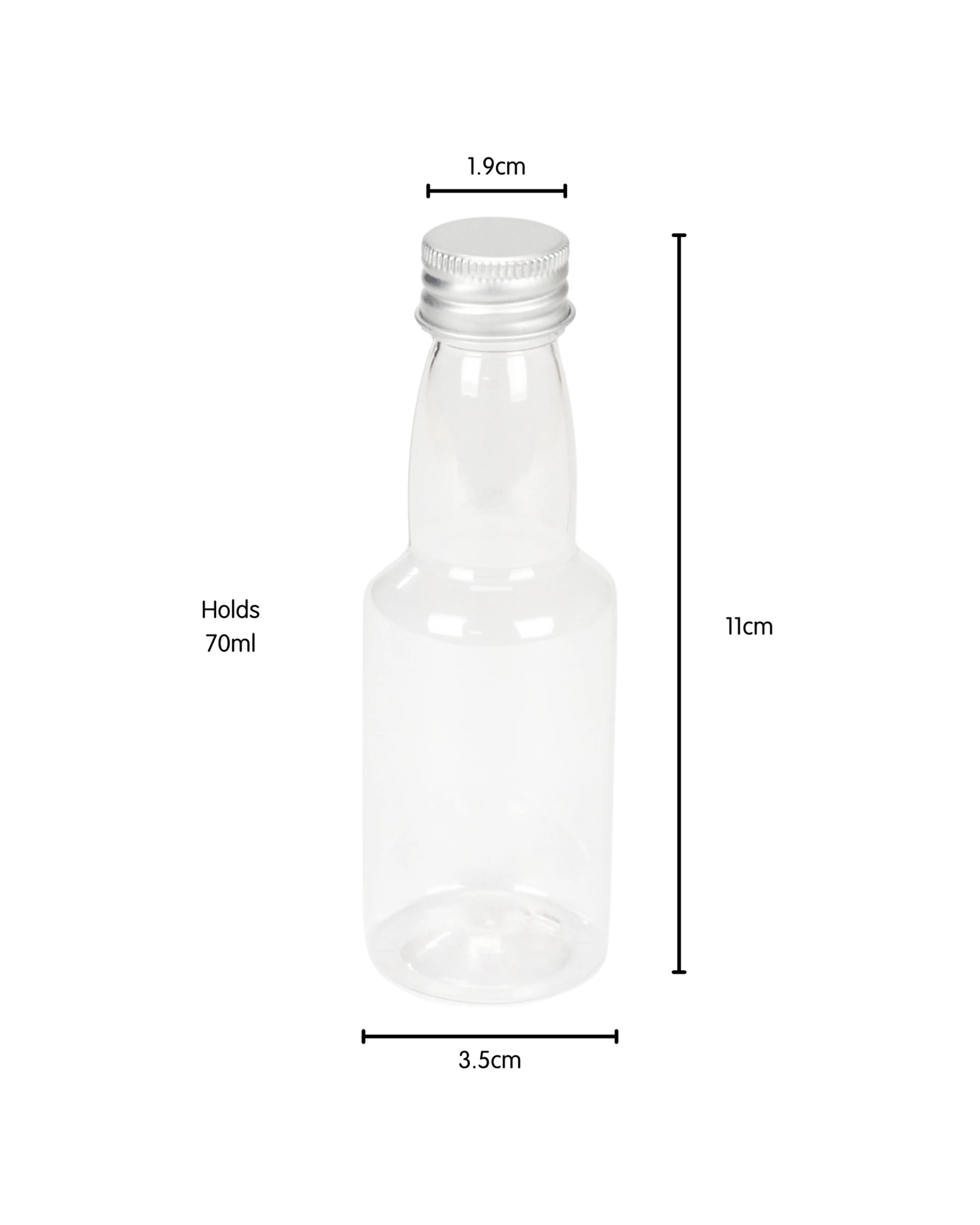 3 Party Maker Plastic Screw Top Bottles With Silver Lids 70ml Pack of 6 - Silver, 3 of 3