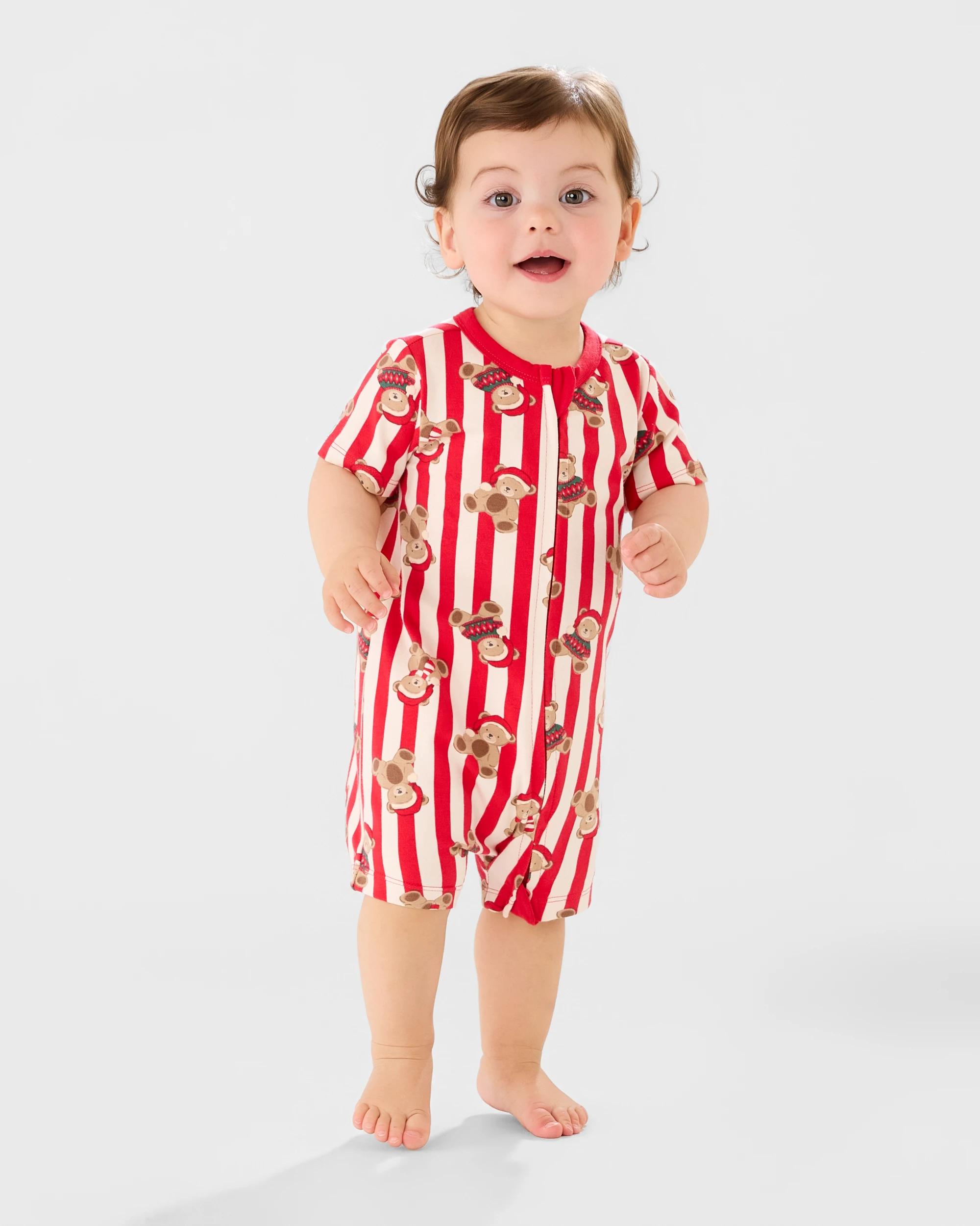 1 Christmas Zip Romper Red Bears, 1 of 3