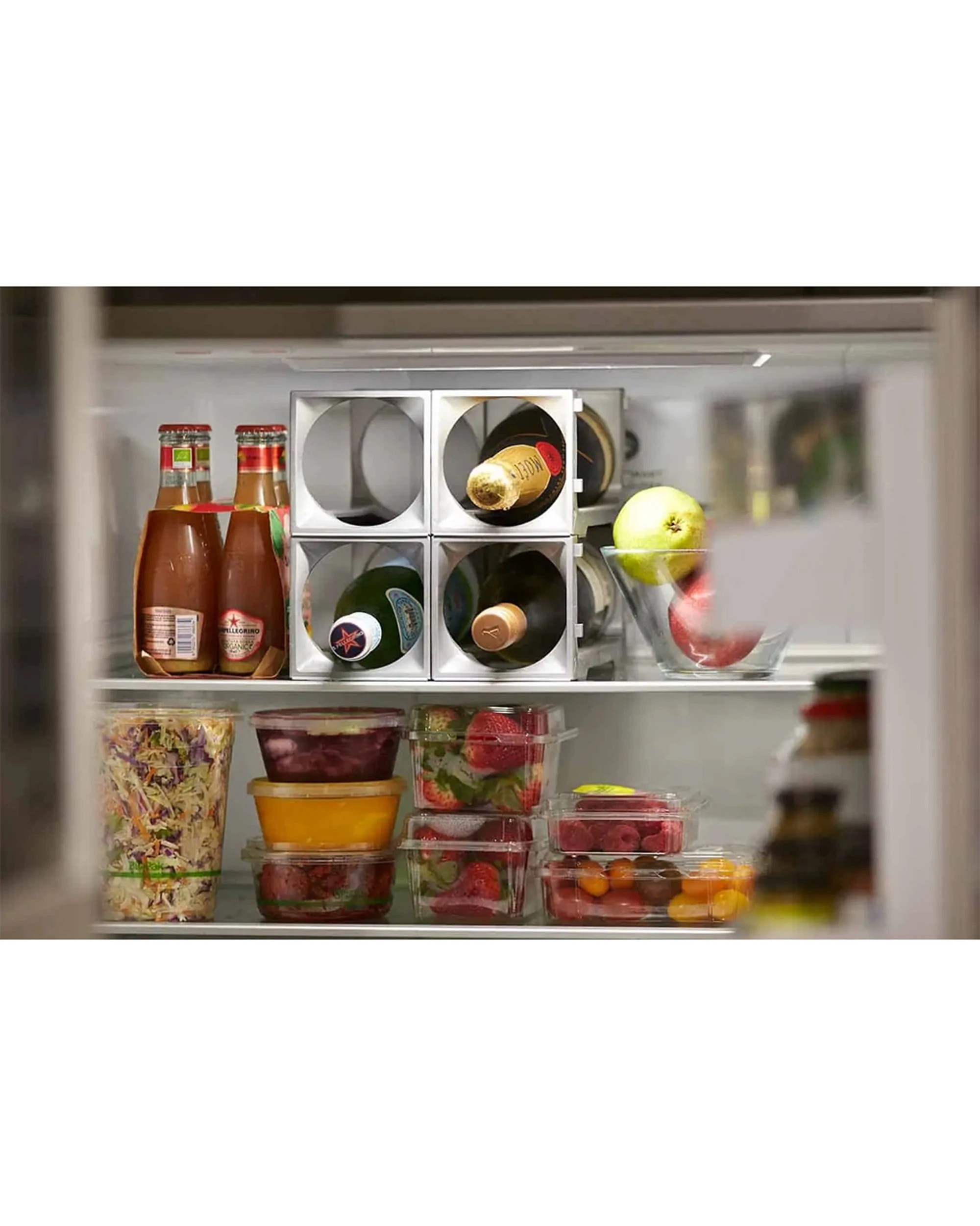 4 Stakrax 4-Bottle Storage Fridge Rack Organiser Easy To Install Expandable Storage - Black, 4 of 4