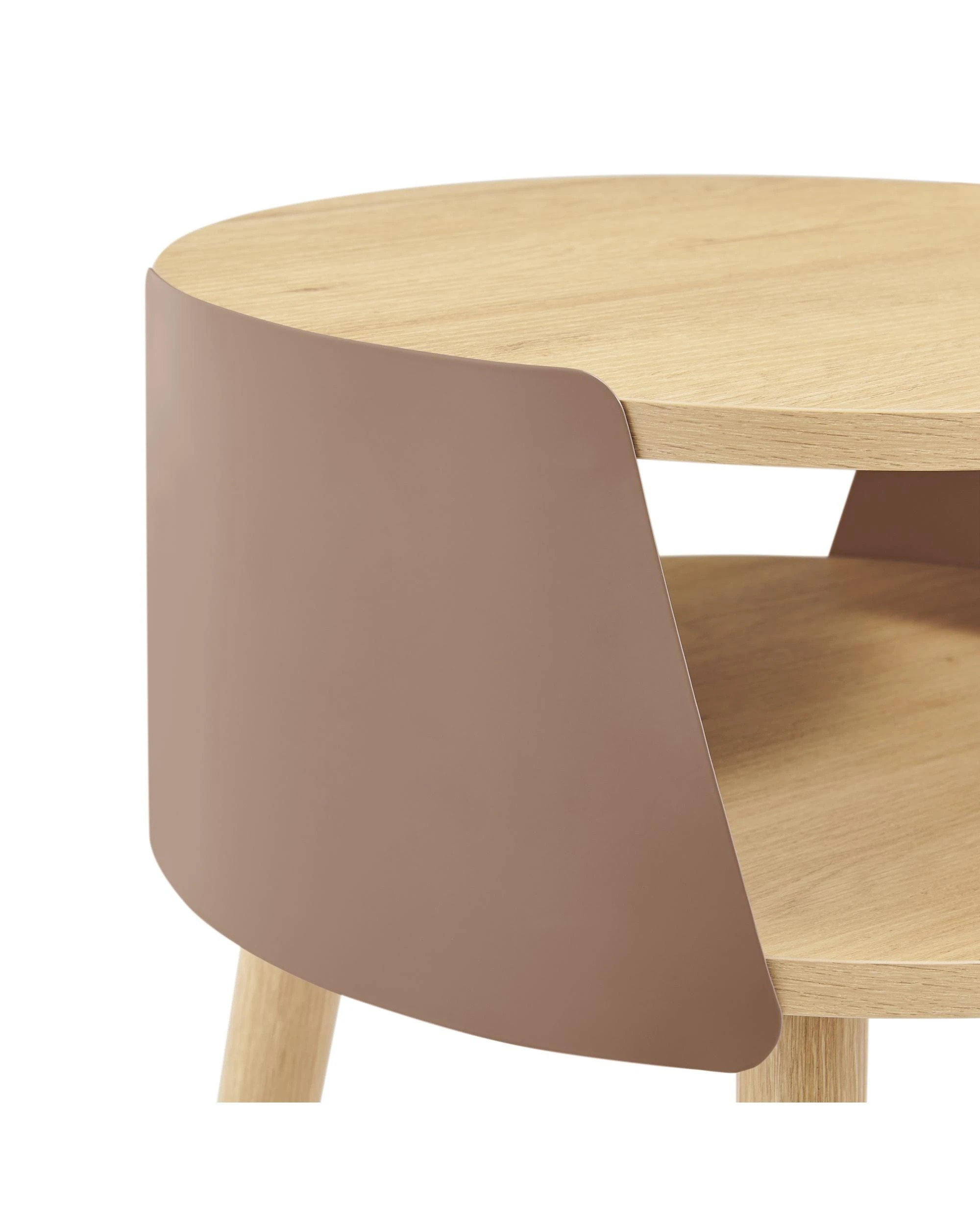 6 Kodu Side Table Bedside Shelf Round - Brown, 6 of 9