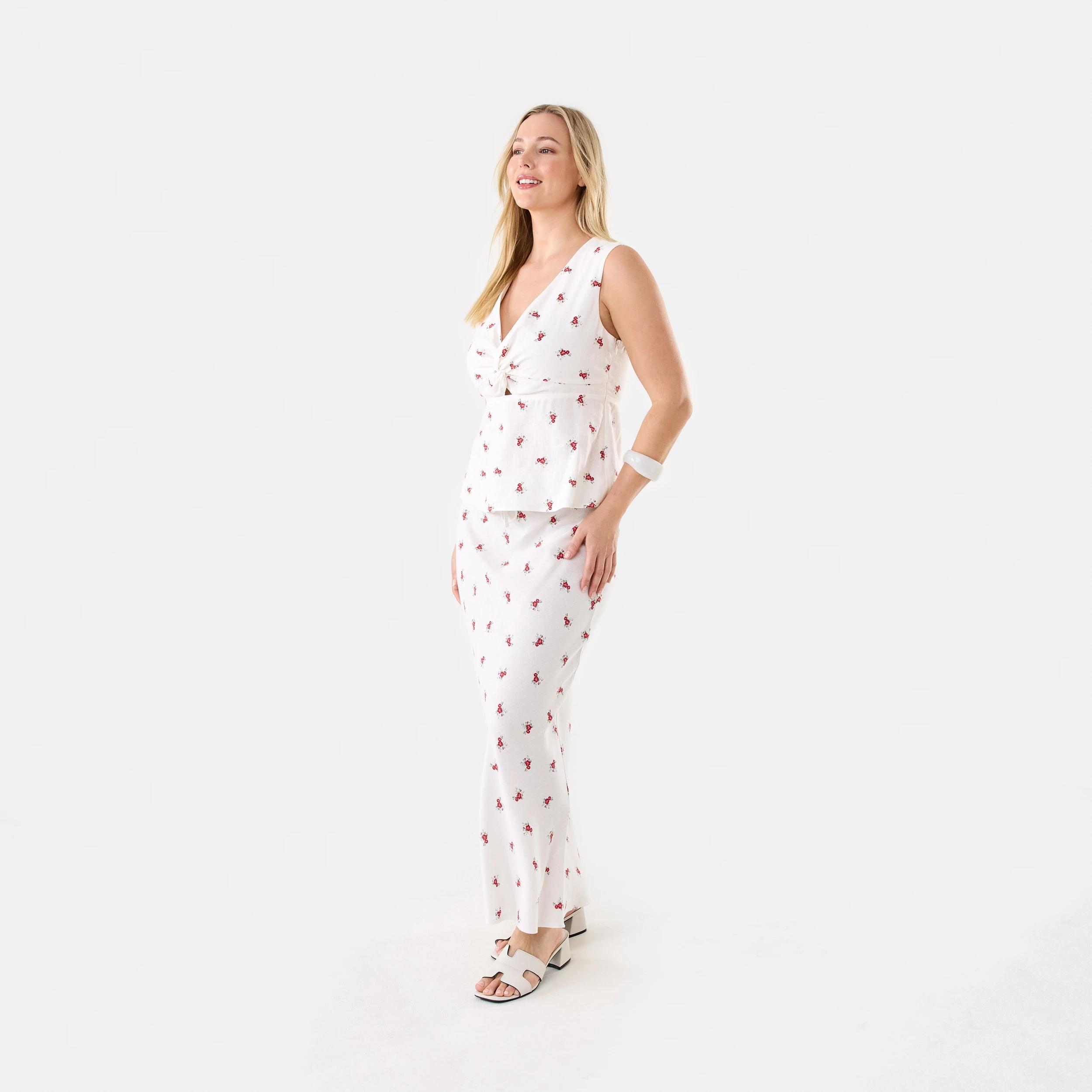 3 Sleeveless Twist Front Top Rose Ditsy, 3 of 7