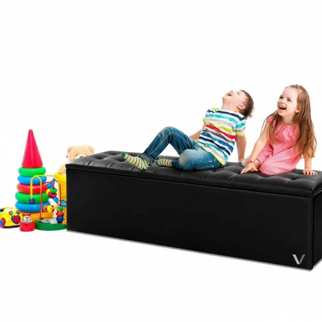 4 Artiss Storage Ottoman Blanket Box 140cm Leather - Black, 4 of 4