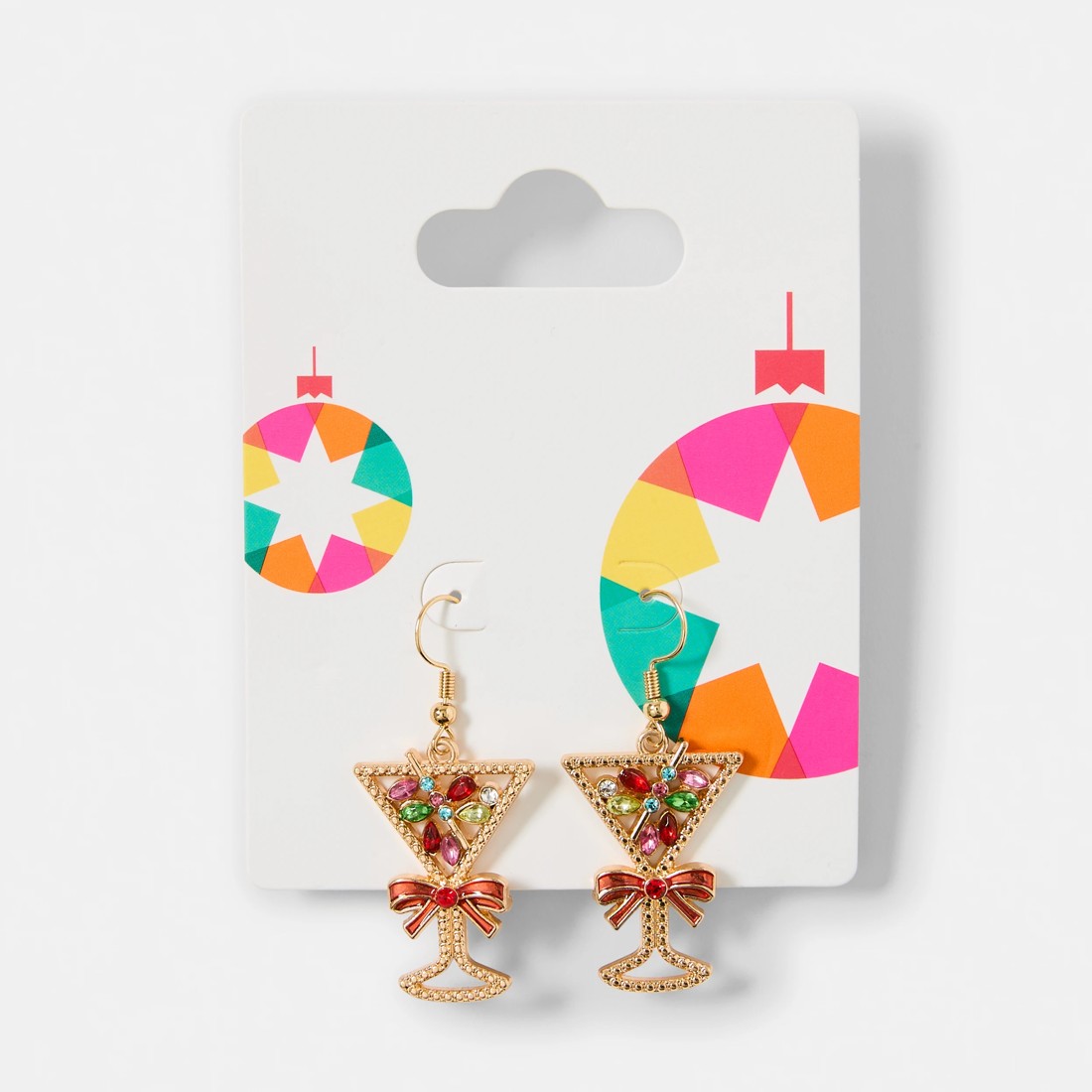 5 Christmas Martini Earrings - Gold Tone and Red, 5 of 5