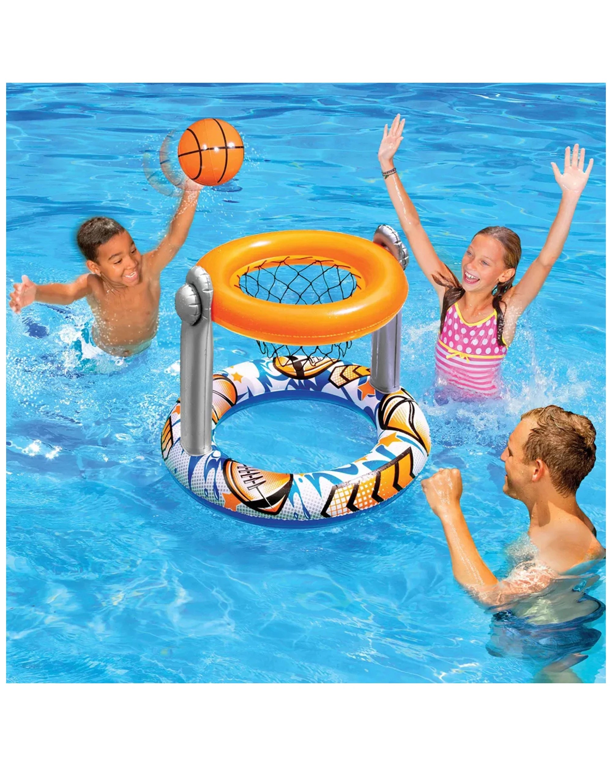 3 Go Play 2 In 1 Sports Challenge Basketball Football Inflatable Pool Game 3 Years Plus - Multi, 3 of 5