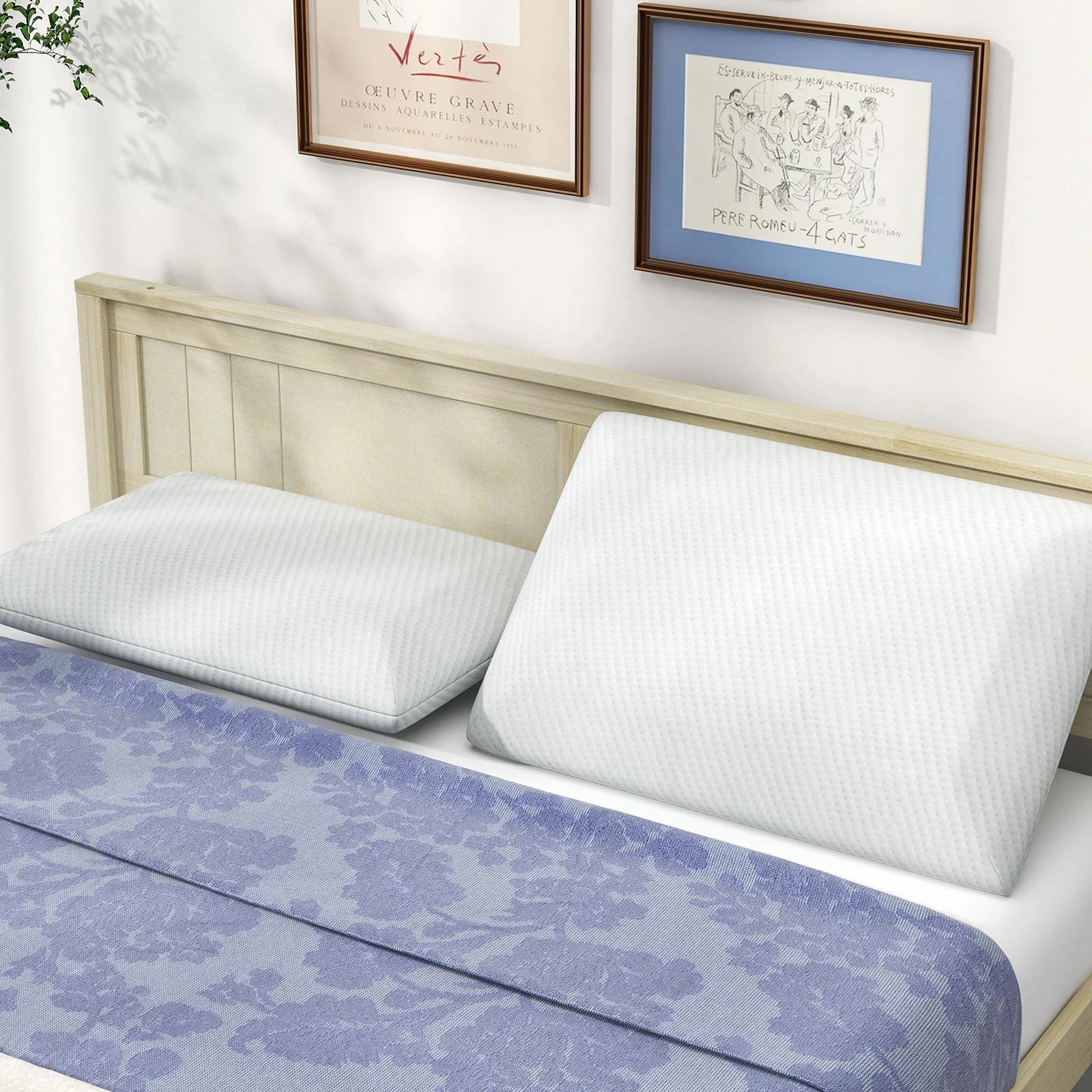 2 Costway 2PCS Memory Foam Pillow Resilient Bed Pillow Retachable Bed Cushion Back Support, 2 of 3