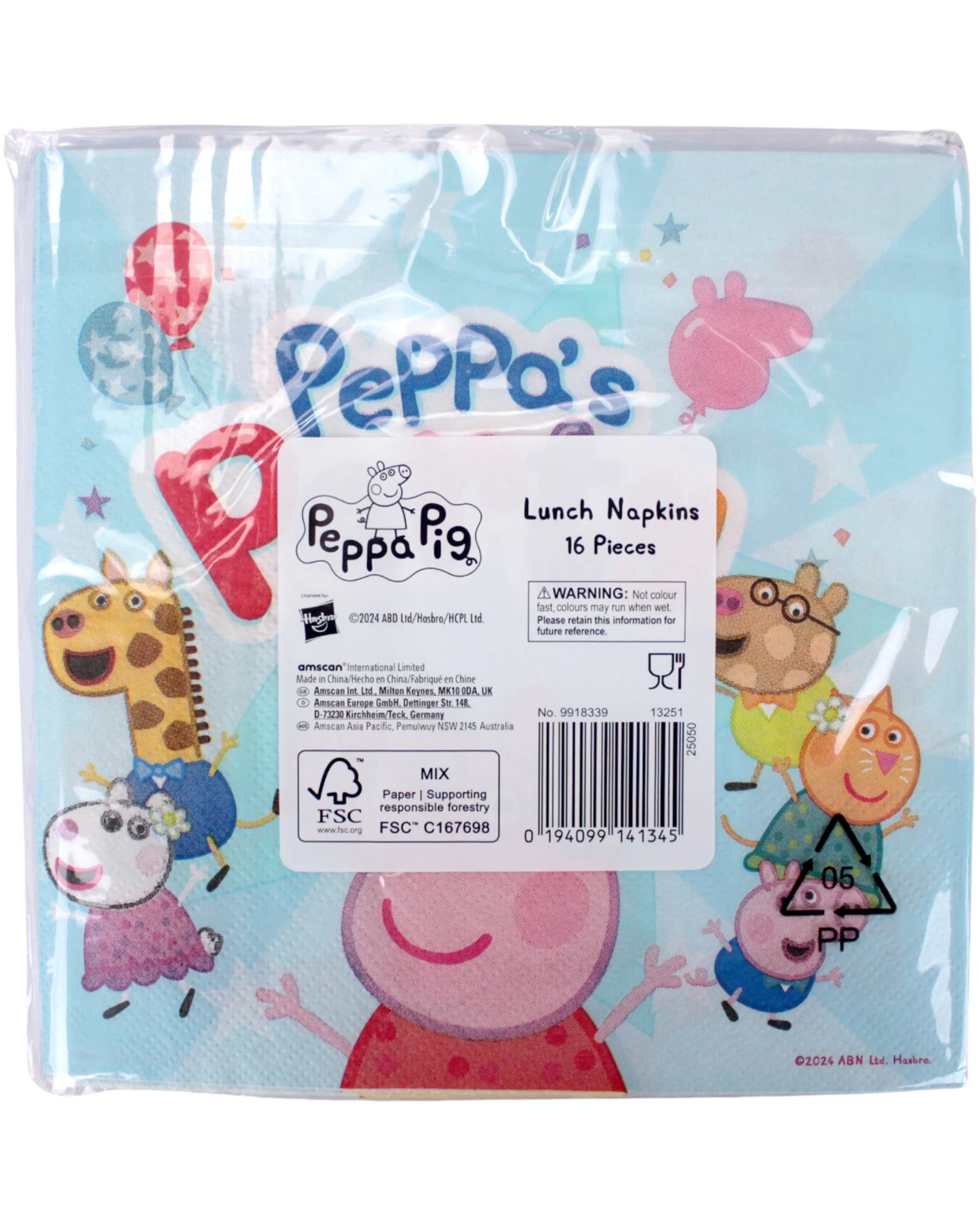 2 Amscan Peppa Pig Party Large Napkins Serviettes Pack of 16, 2 of 2