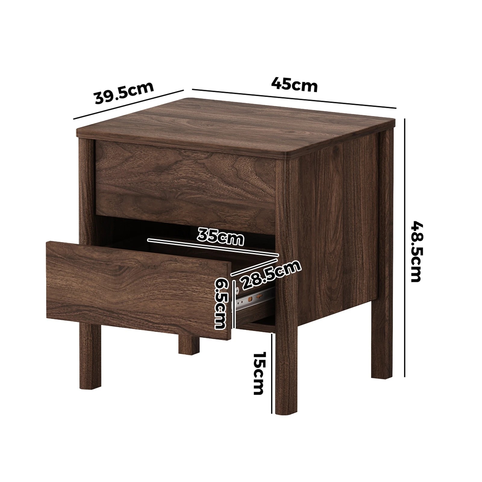 2 Oikiture 2x Bedside Table 2 Drawers Side Table Nightstand Handle-free - Brown, 2 of 10
