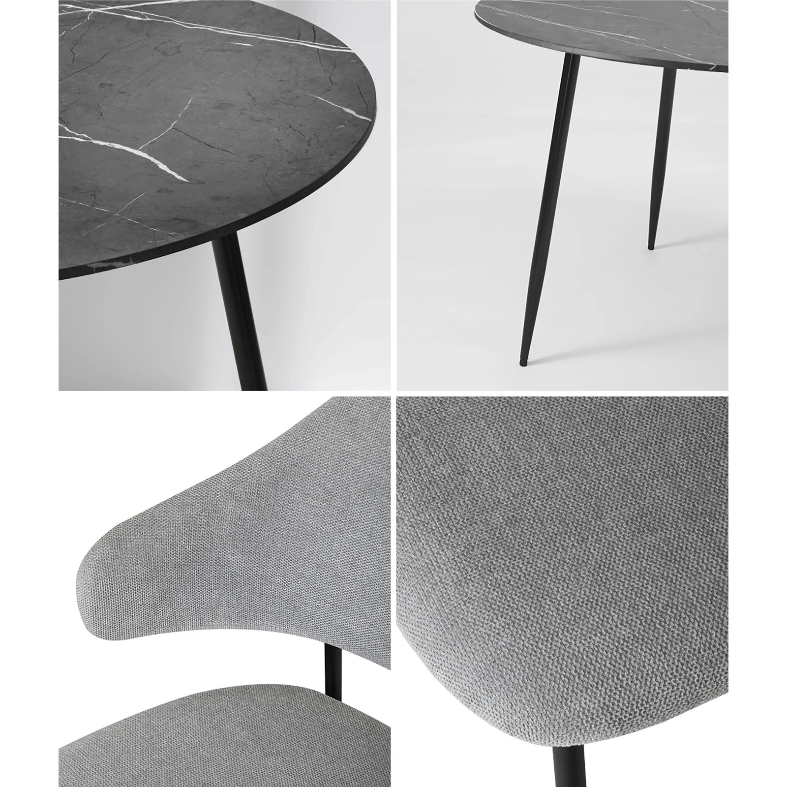 5 Oikiture 110cm Round Dining Table With 4pcs Dining Chairs Linen
 - Multi, 5 of 10