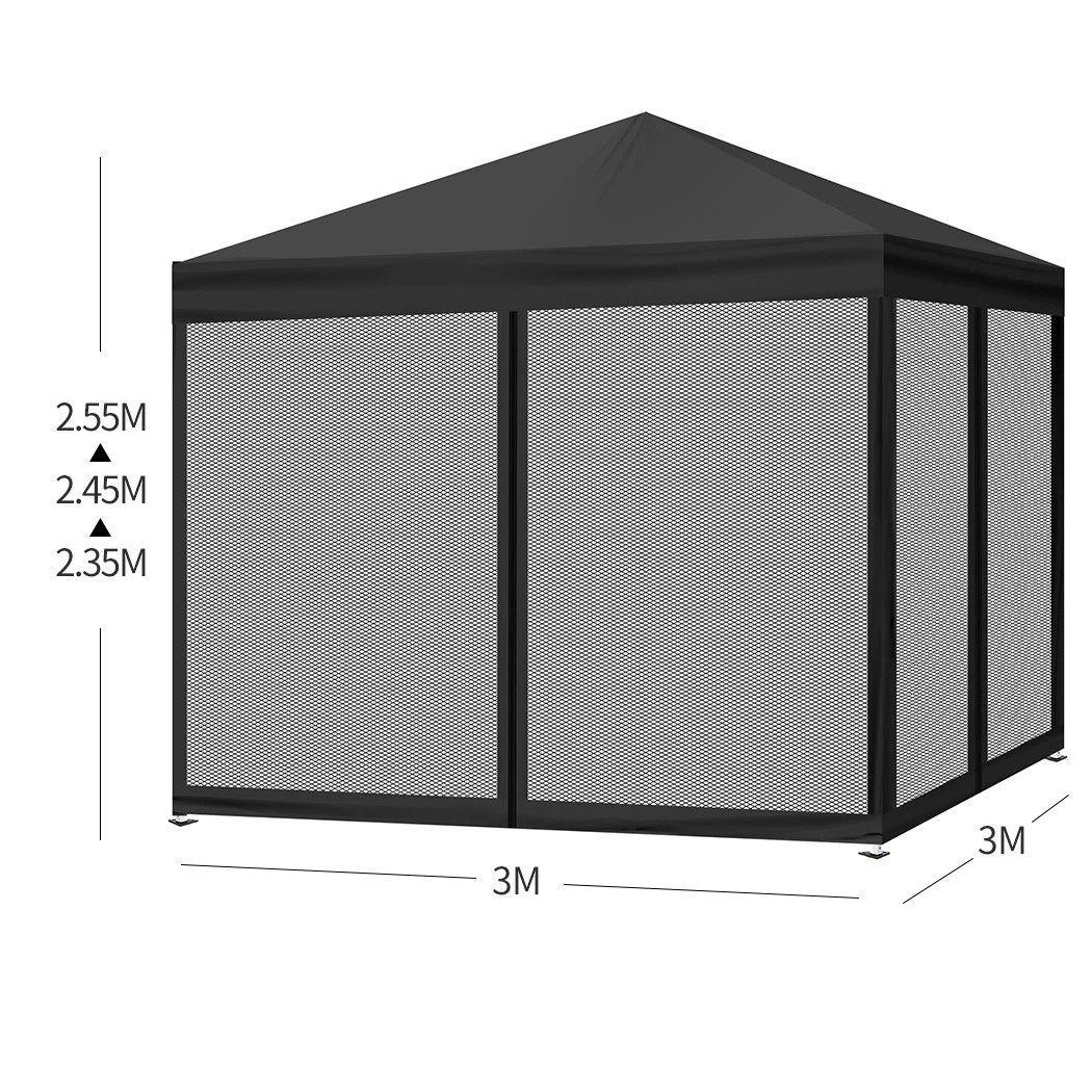 3 Mountview Pop Up Gazebo with Mesh Side Walls - Black, 3 of 8