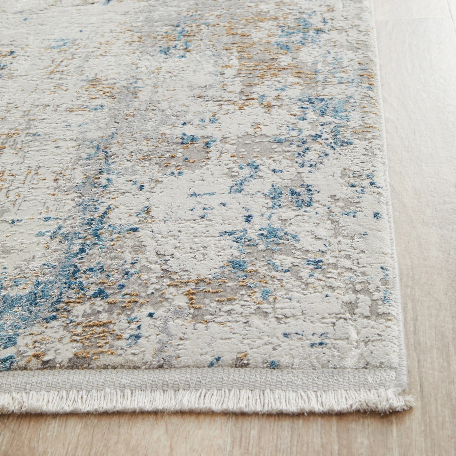 6 Common Ground Rugs Glimmers 108 300x80cm Runner - Medium Bamboo Silk Power Loomed Rug - Blue, 6 of 9