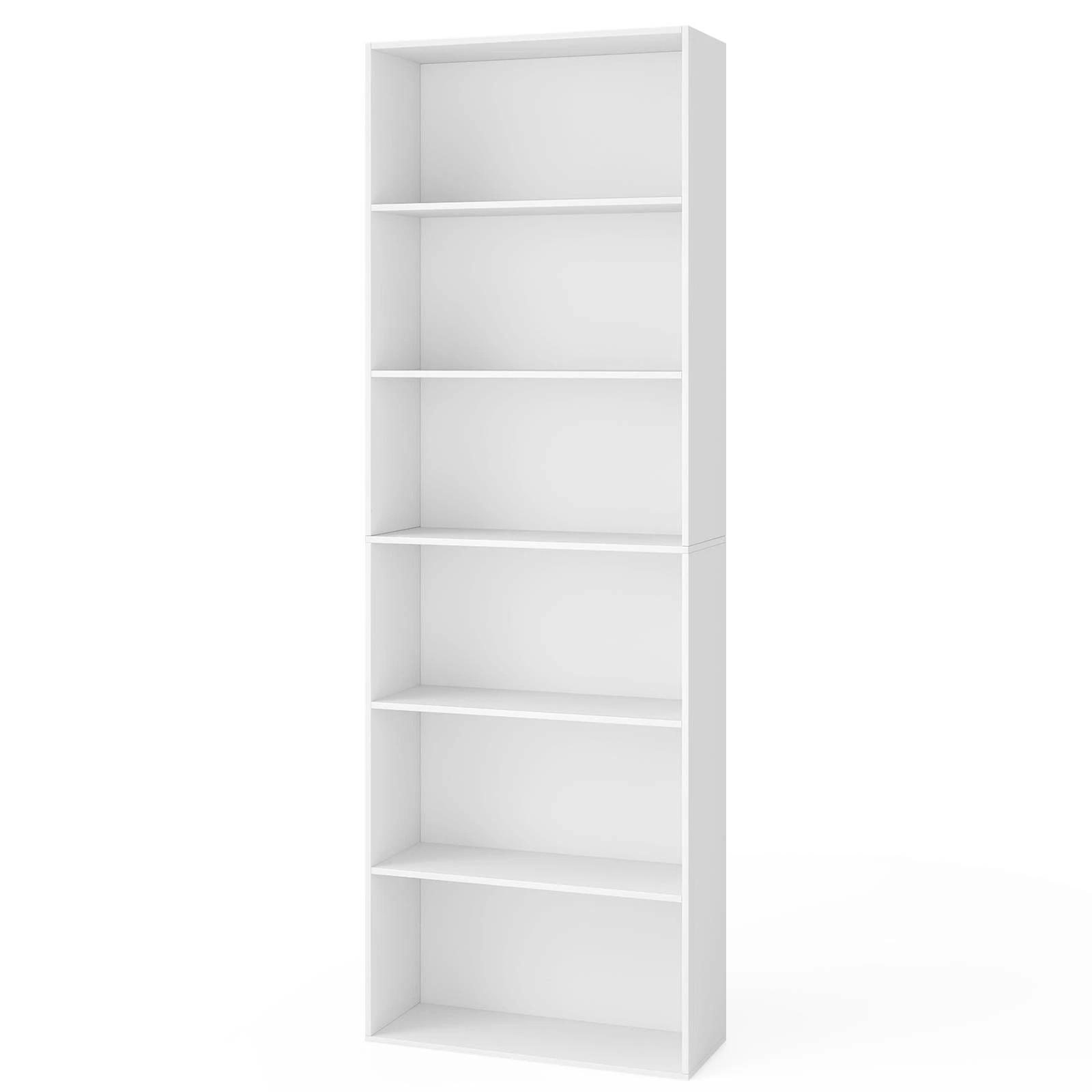 1 Costway 6-Tier Open Bookcase Tall Book Storage Organizer Display Cabinet White, 1 of 3