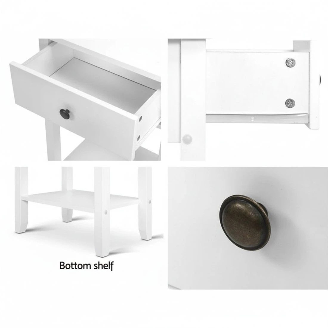 6 Artiss Bedside Table 1 Drawer with Shelf - White, 6 of 8